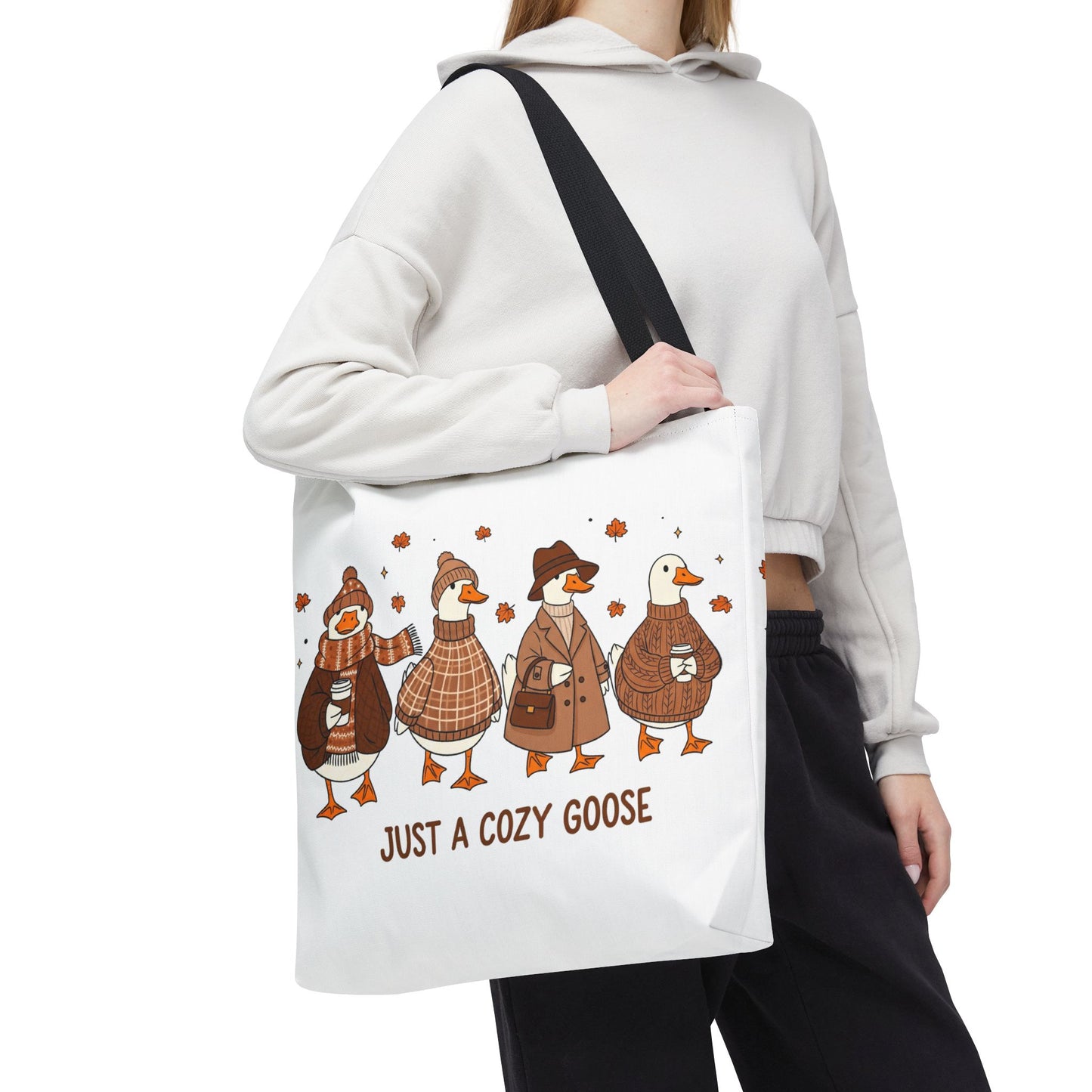 🪶 Just a Cozy Goose Tote Bag – Fall Fashion with Feathered Charm