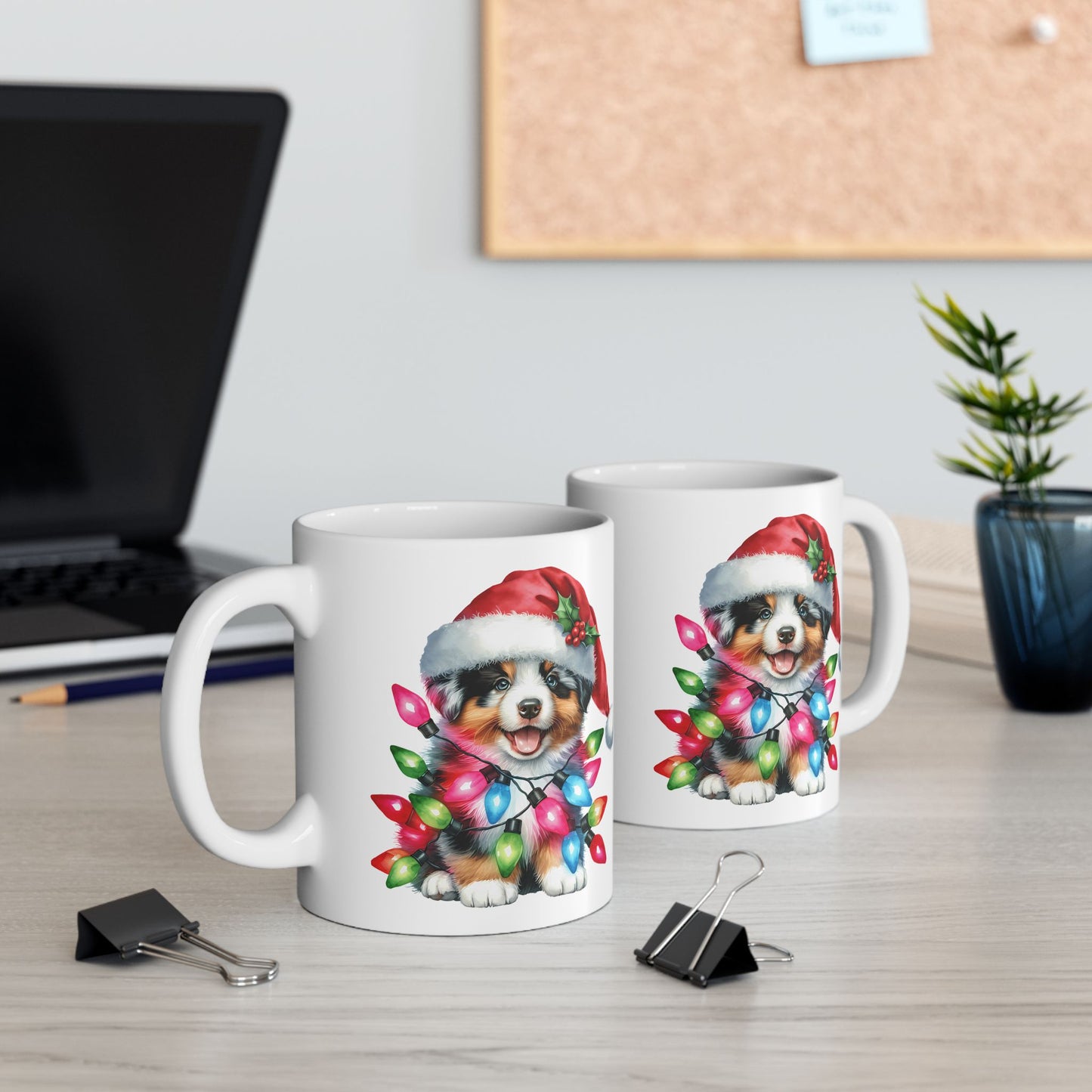 🎅 Australian Shepherd Christmas Mug – Santa Paws with Holiday Sparkle 🌟