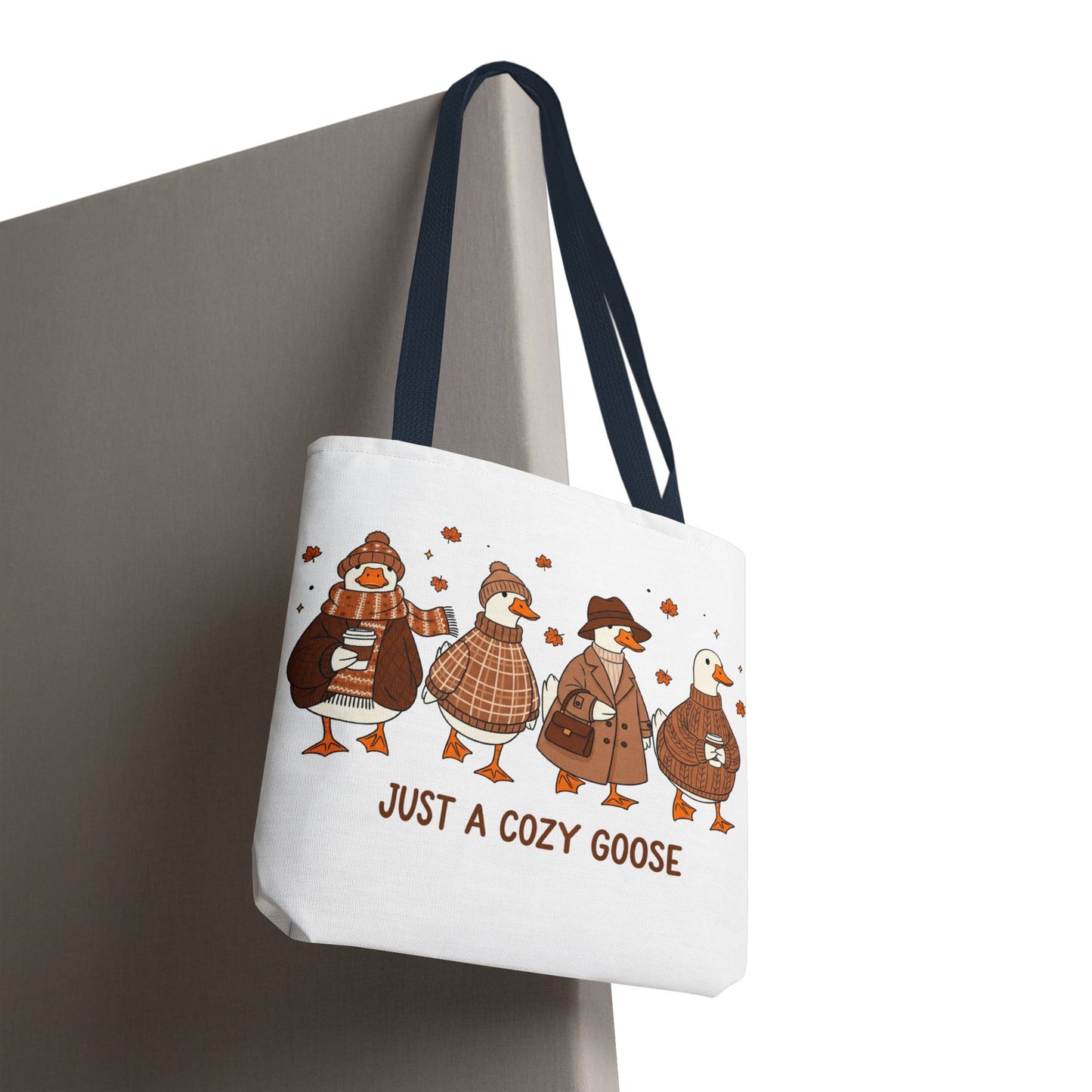 🪶 Just a Cozy Goose Tote Bag – Fall Fashion with Feathered Charm