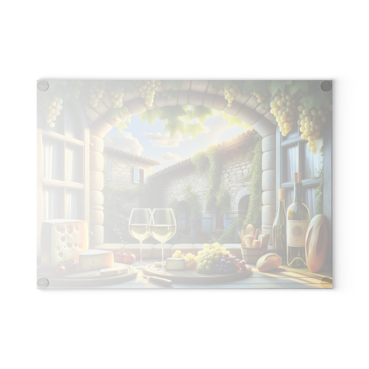 Tabla de cortar vino y queso Courtyard: Elegancia de viñedo europeo para tu cocina