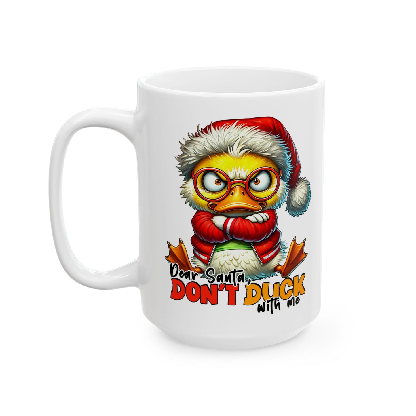 Querido Santa, no te agaches conmigo: divertida taza navideña con forma de pato para los espíritus navideños más atrevidos.