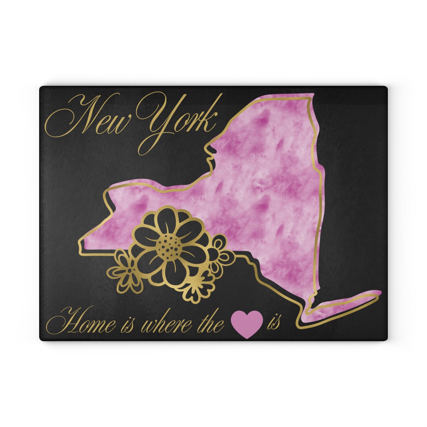 🗽 New York State Cutting Board – Elegant Watercolor Pride with Floral Flair