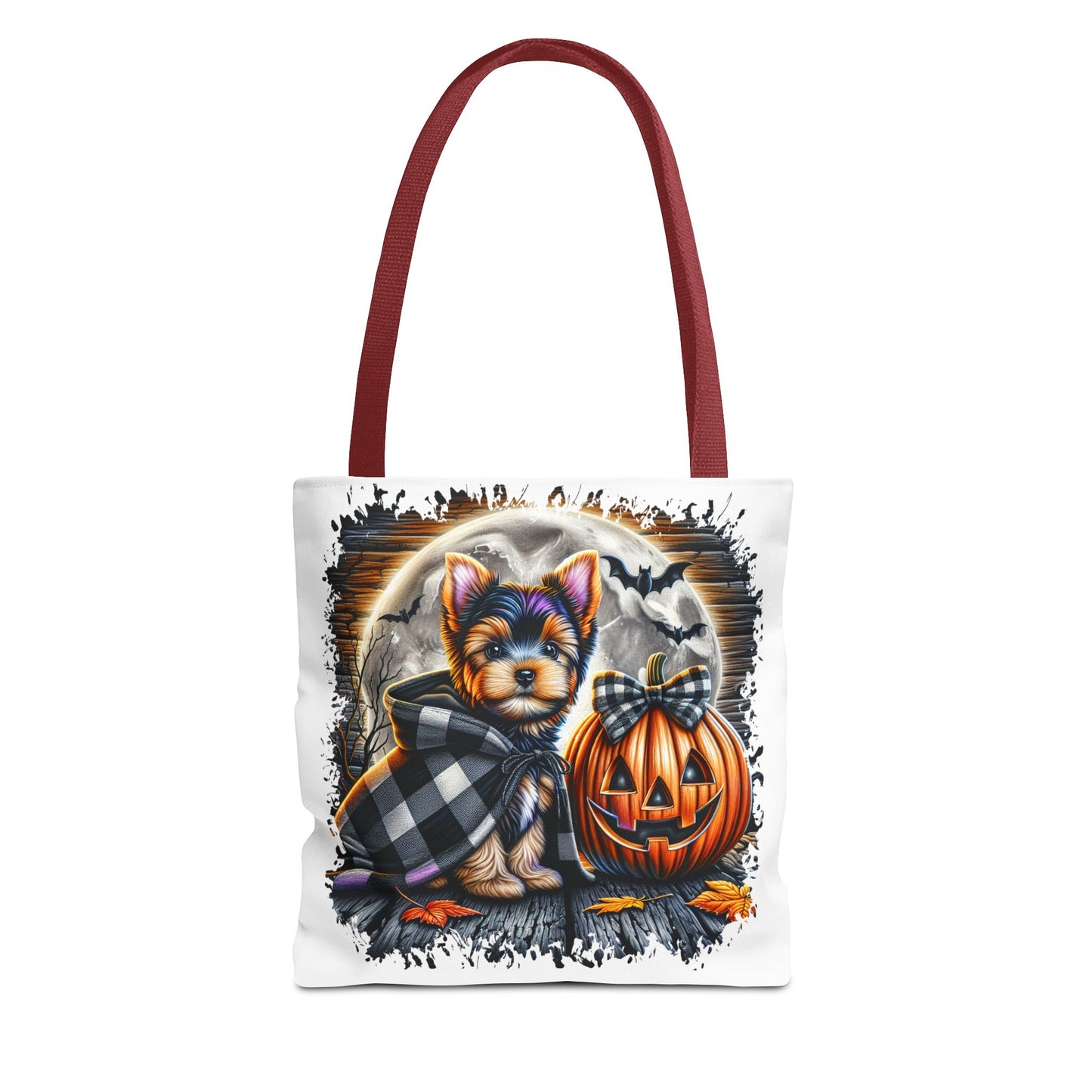 ๐ Yorkie Halloween Tote Bag โ Spooky Cute & Plaid Perfect ๐พ๐ค๐