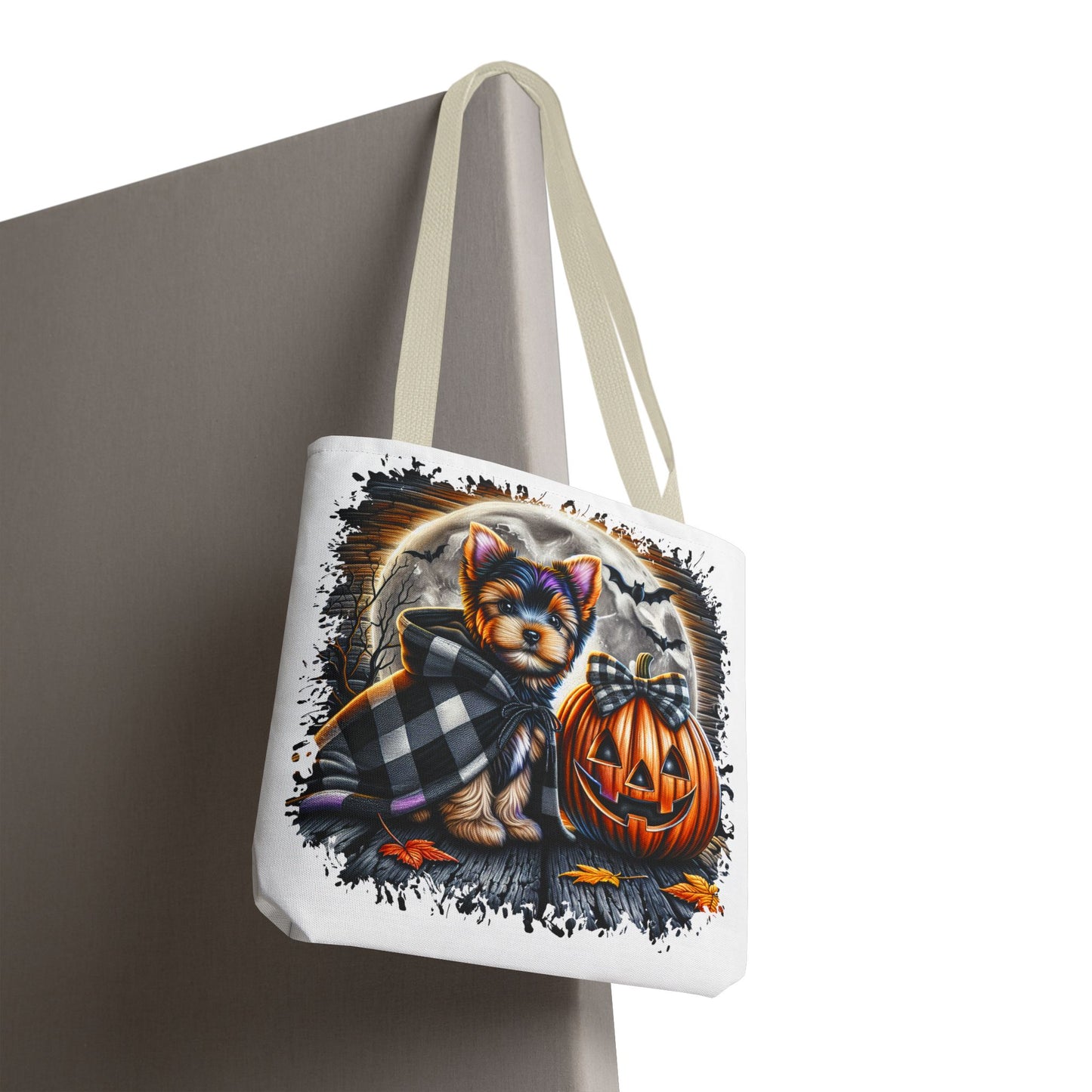 ๐ Yorkie Halloween Tote Bag โ Spooky Cute & Plaid Perfect ๐พ๐ค๐