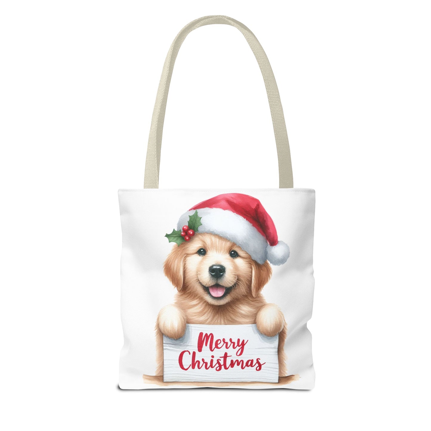 🐾 Golden Retriever “Merry Christmas” Tote Bag – Holiday Cheer in Every Carry 🎄