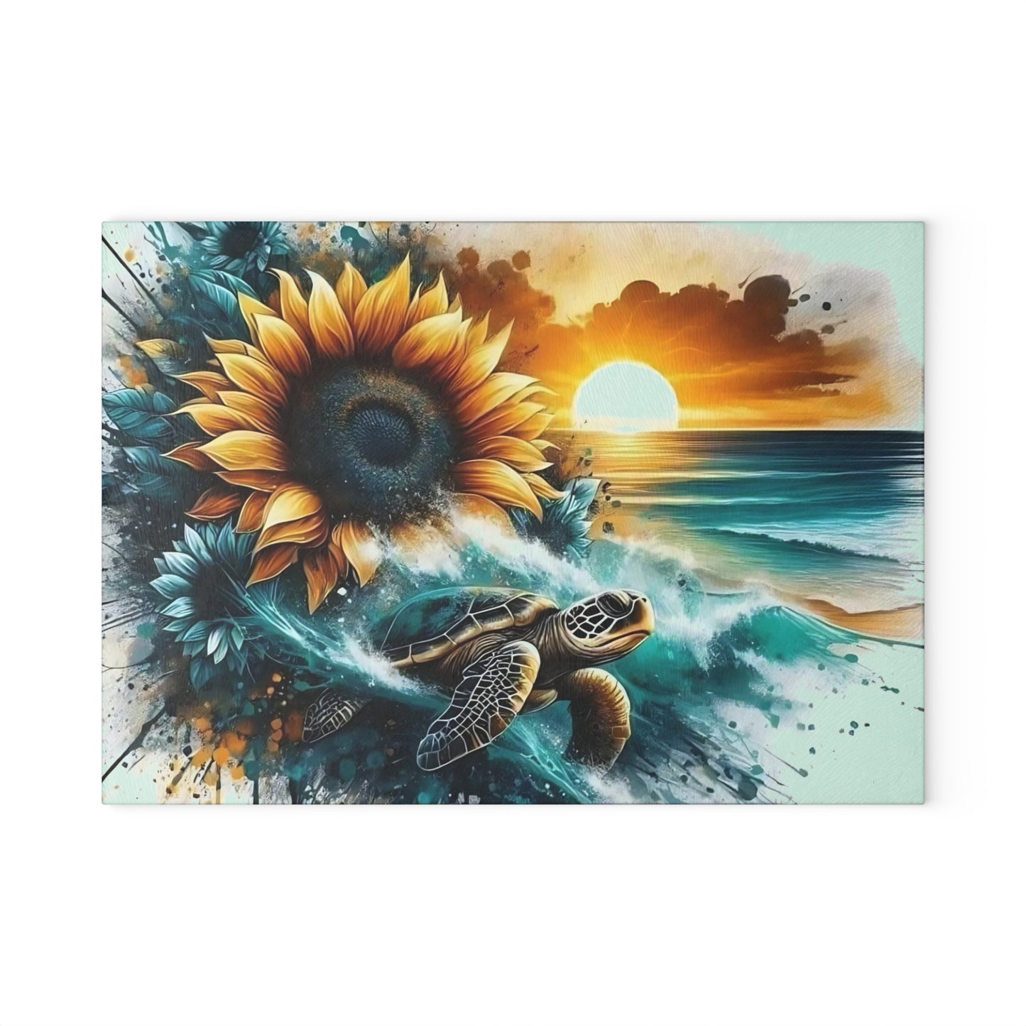 Sea Turtle Tempered Glass Cutting Board