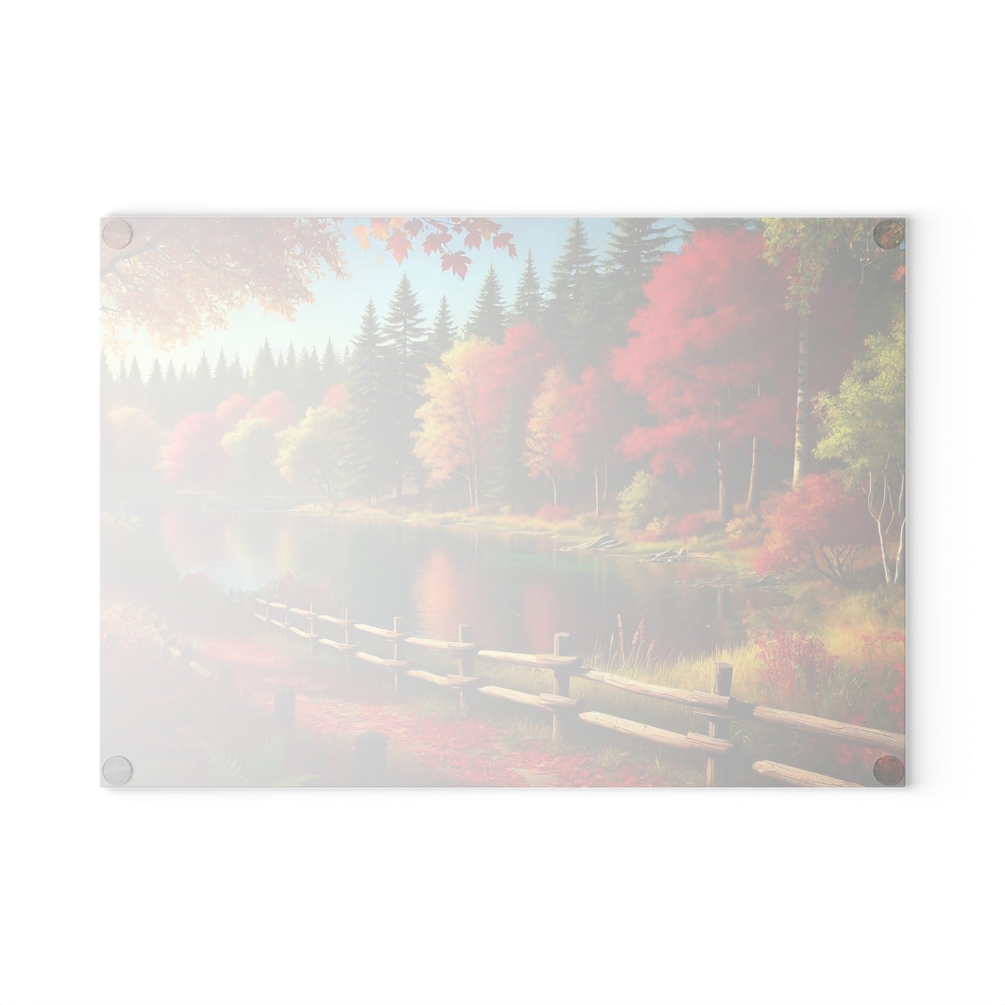 🍂 Autumn Lake Path Cutting Board – Tranquil Forest Reflections for Your Kitchen