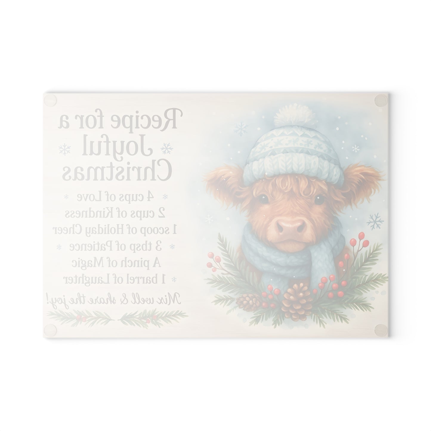 ❄️🎄 Blue Winter Highland Cow Recipe for a Joyful Christmas Cutting Board – Cozy Holiday Kitchen Décor 🎁✨