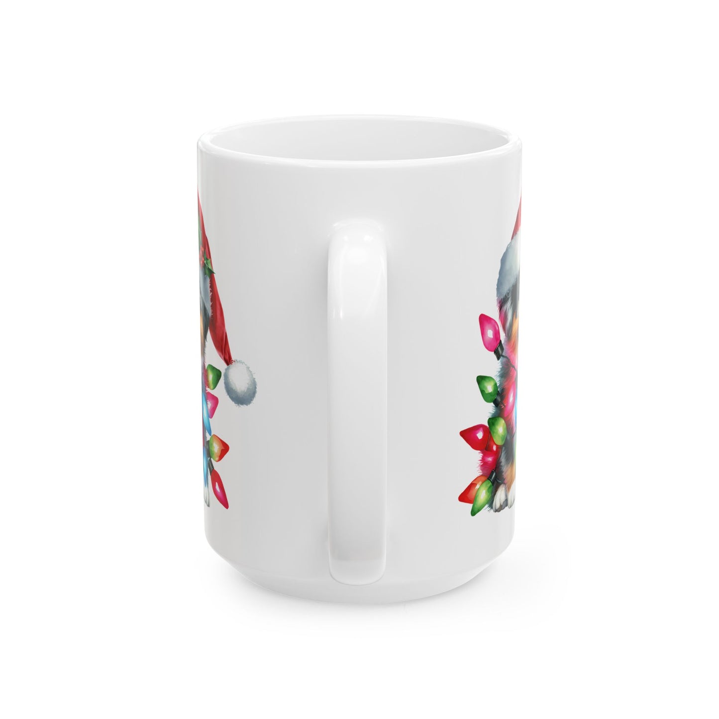 🎅 Australian Shepherd Christmas Mug – Santa Paws with Holiday Sparkle 🌟