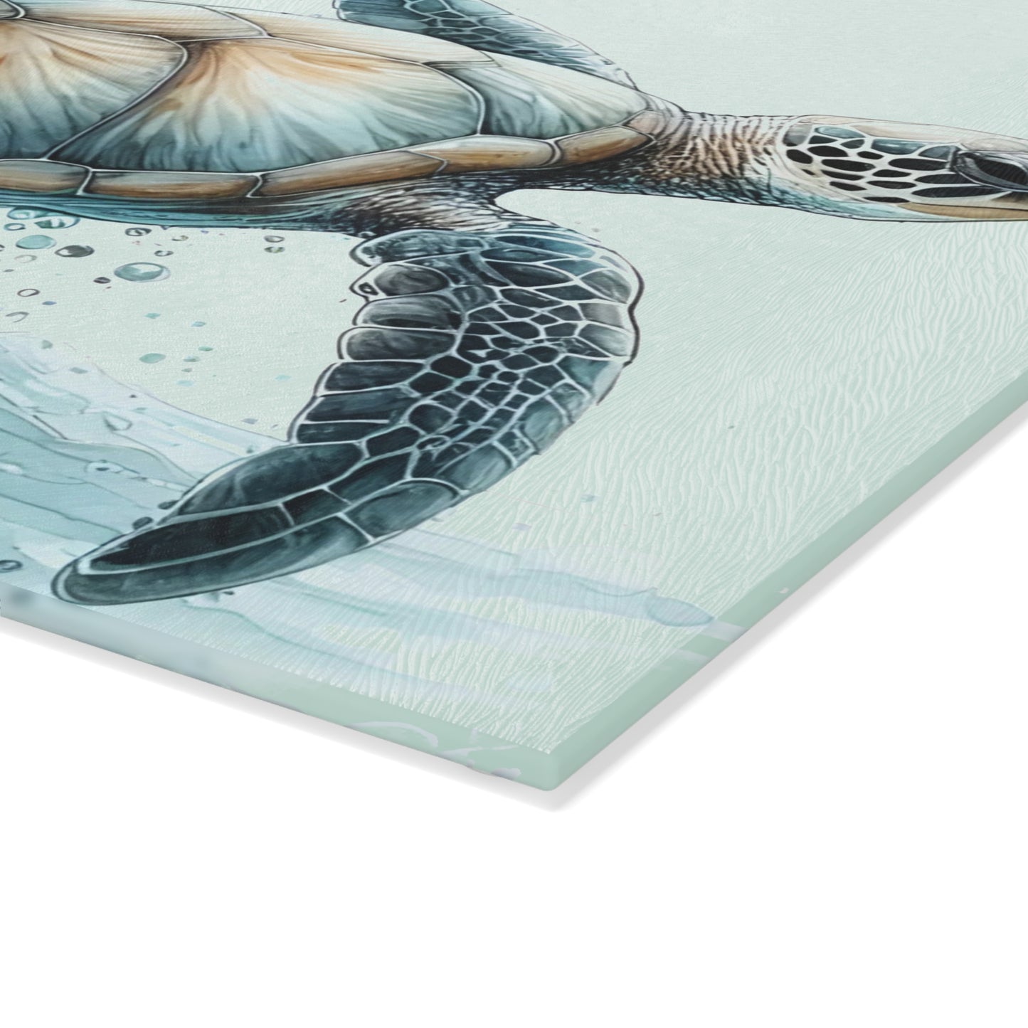 Tabla de cortar Ocean Rider con diseño de tortuga marina: elegancia costera y serena para tu cocina