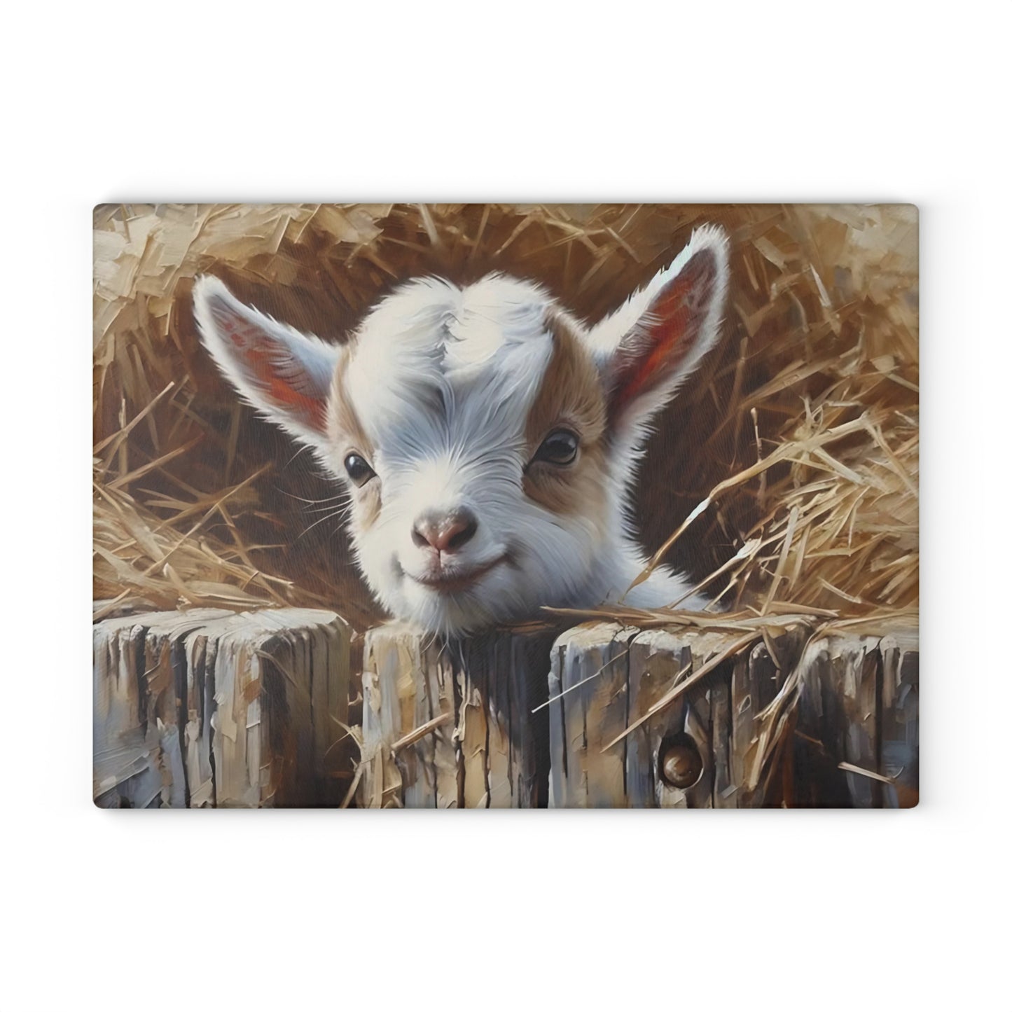 🐐 Straw Nest Baby Goat Cutting Board – Farm Fresh Charm for Your Kitchen