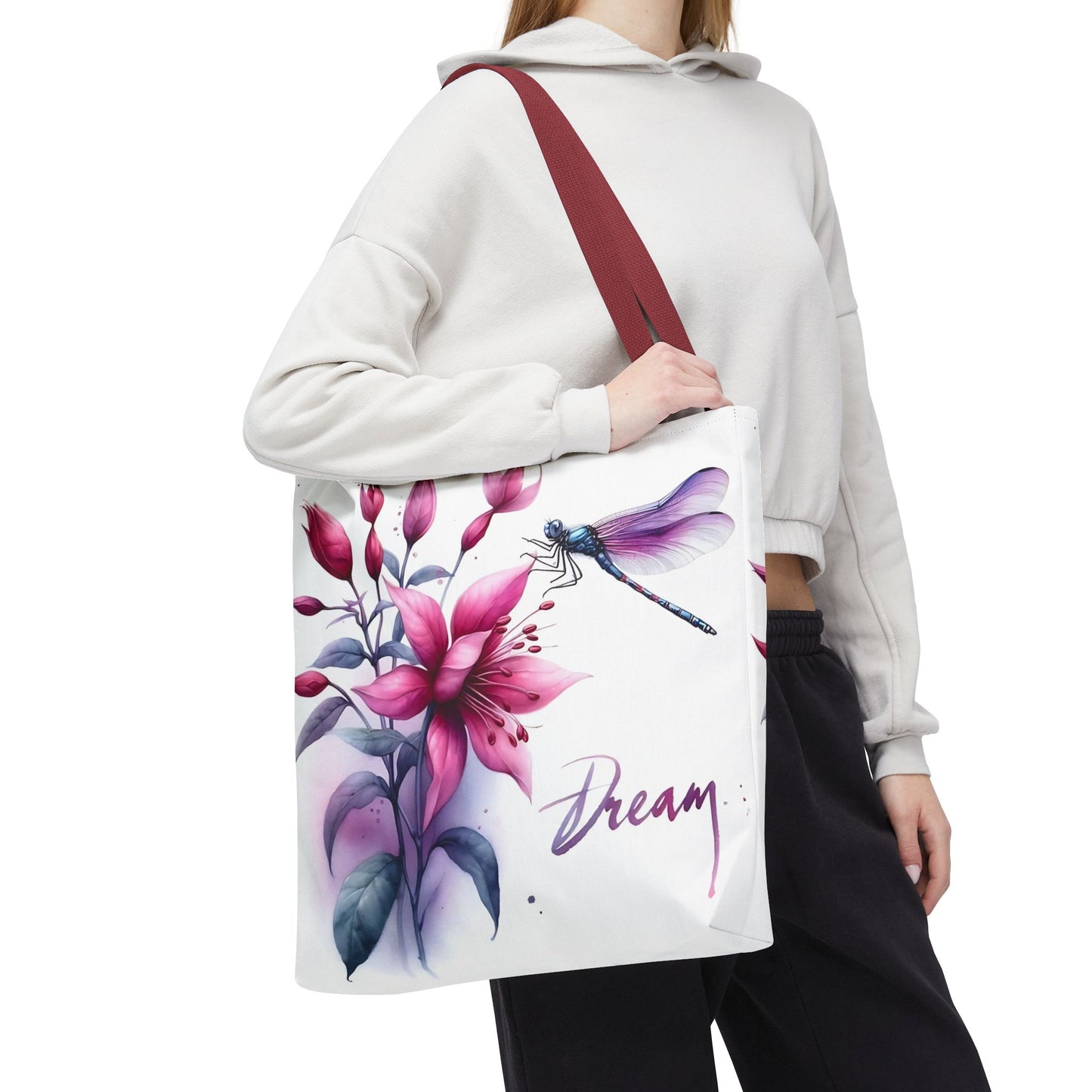 Bolso tote floral "Dream" con detalle de libélula: un bolso de mano inspirador y elegante