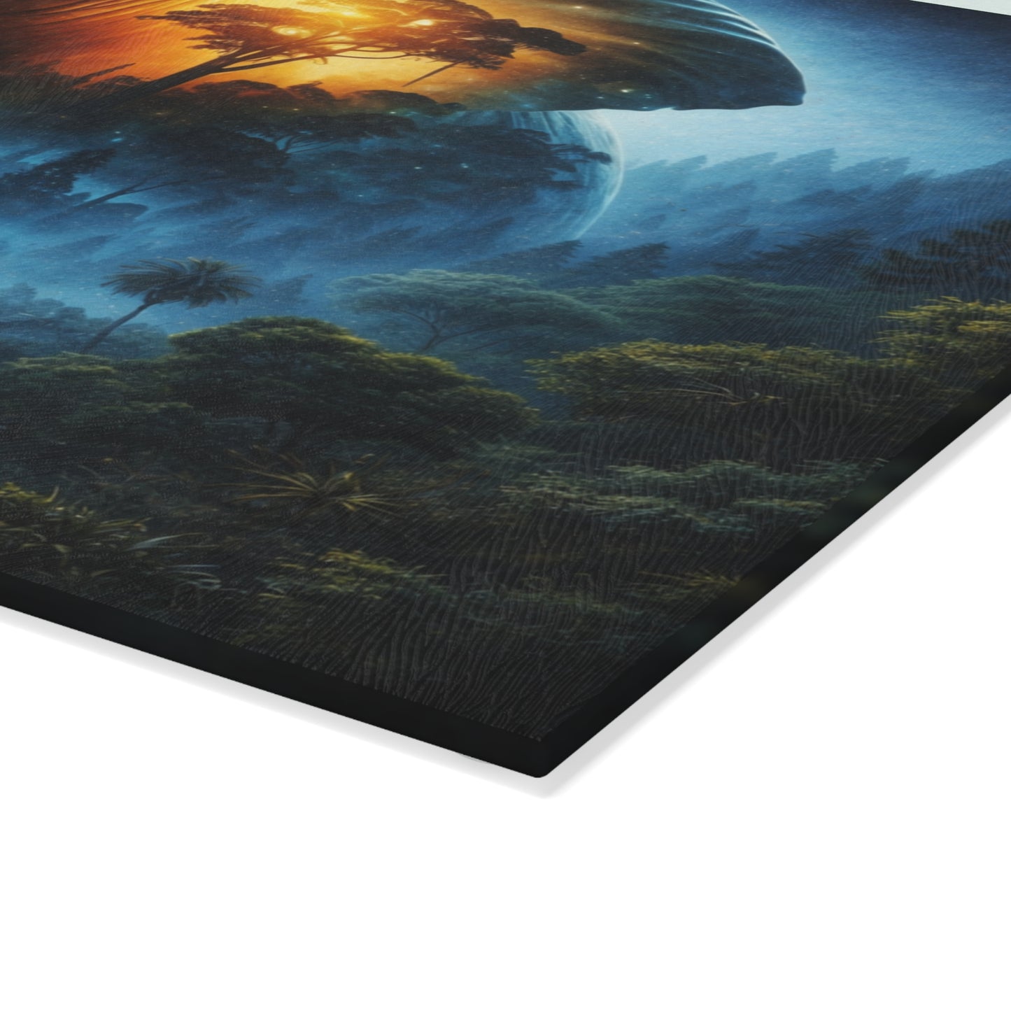Cosmic Elephant Spirit Forest Glass Cutting Board – Mystical Wildlife Nature Kitchen Art