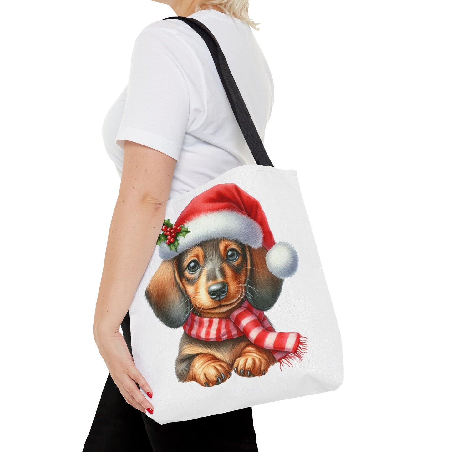 🎄 Dachshund Christmas Tote Bag – Festive Holiday Charm for Dog Lovers 🐾🎅