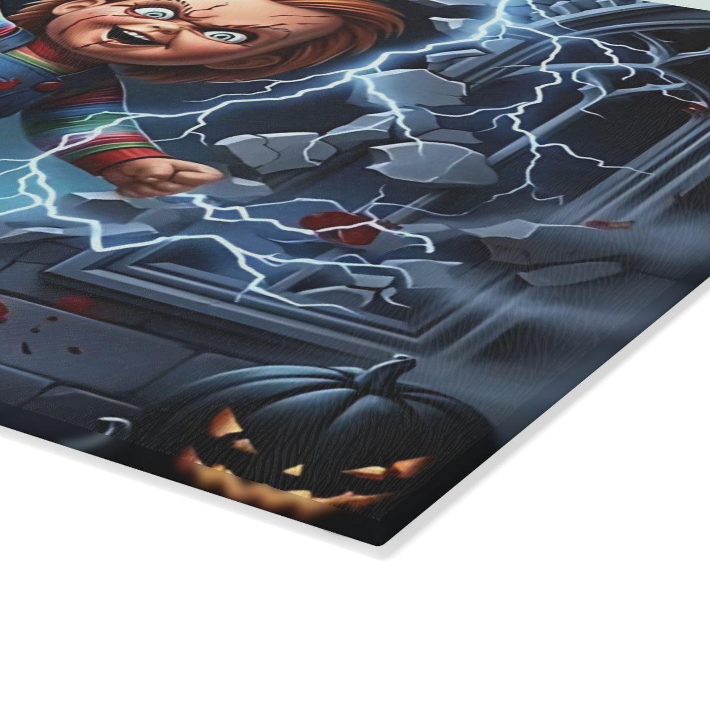 ⚡ Creepy Doll Breakthrough Cutting Board – Electric Halloween Mayhem with Haunted Gothic Vibes 💀🎃