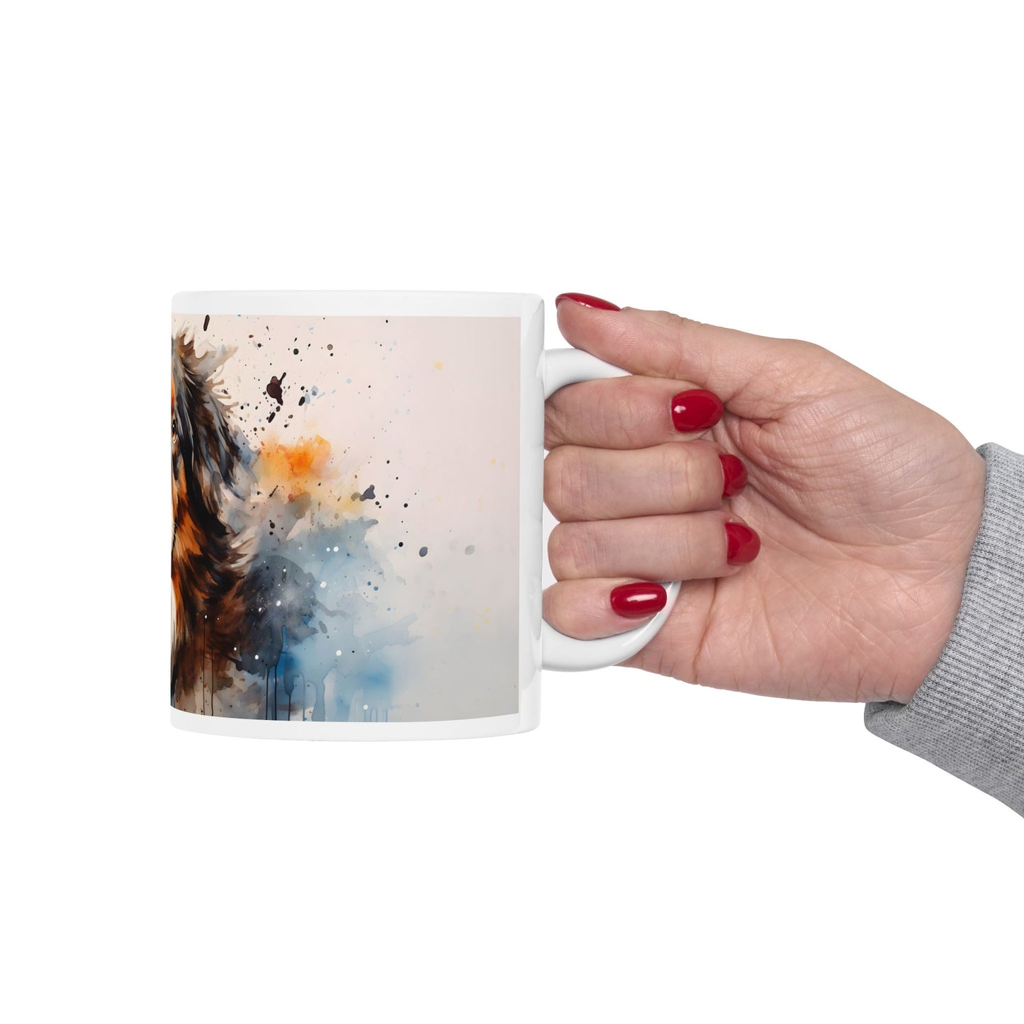 Taza de acuarela de pastor australiano: ¡una explosión de color y personalidad!
