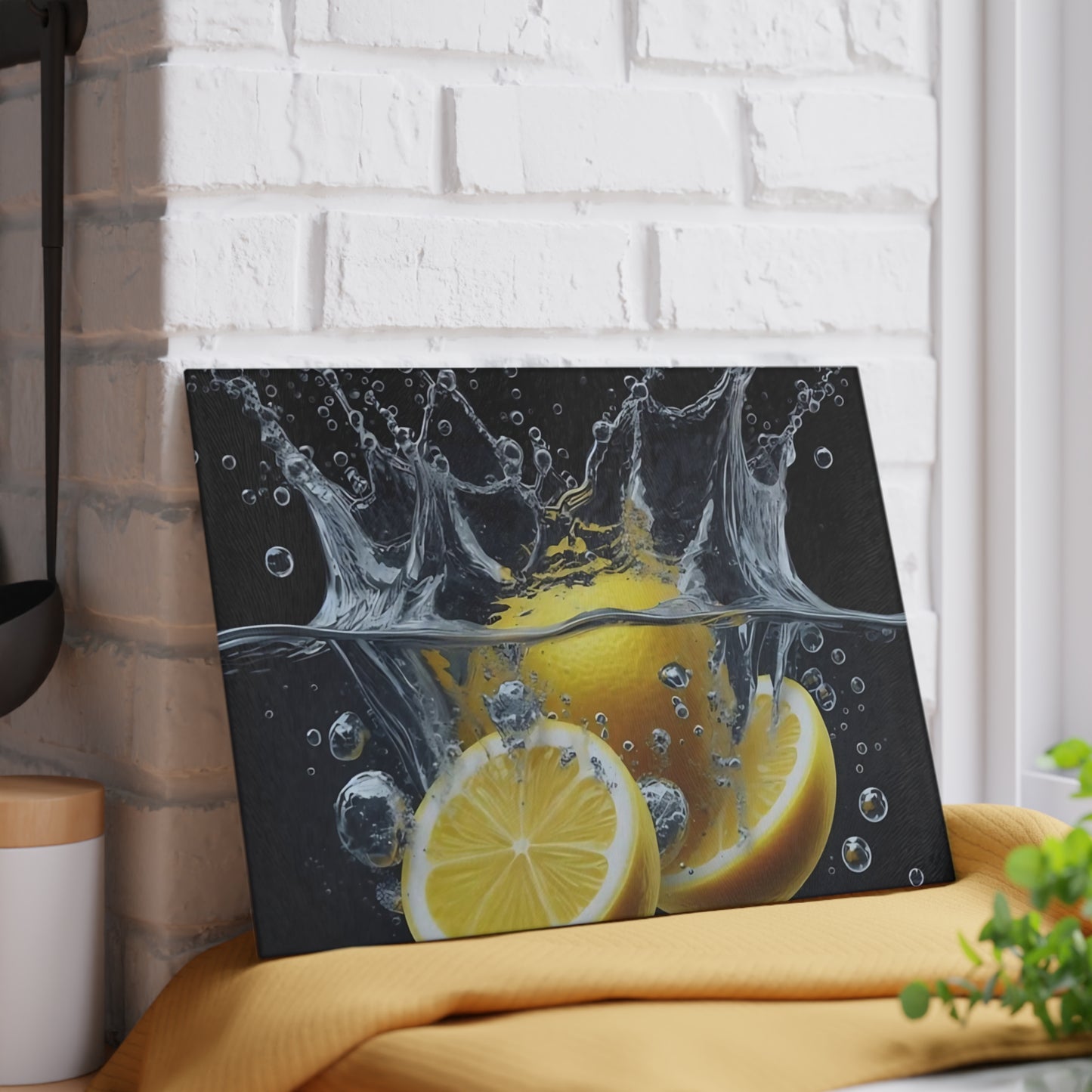 🍋 Lemon Splash Glass Cutting Board – Bright & Zesty Citrus Kitchen Style