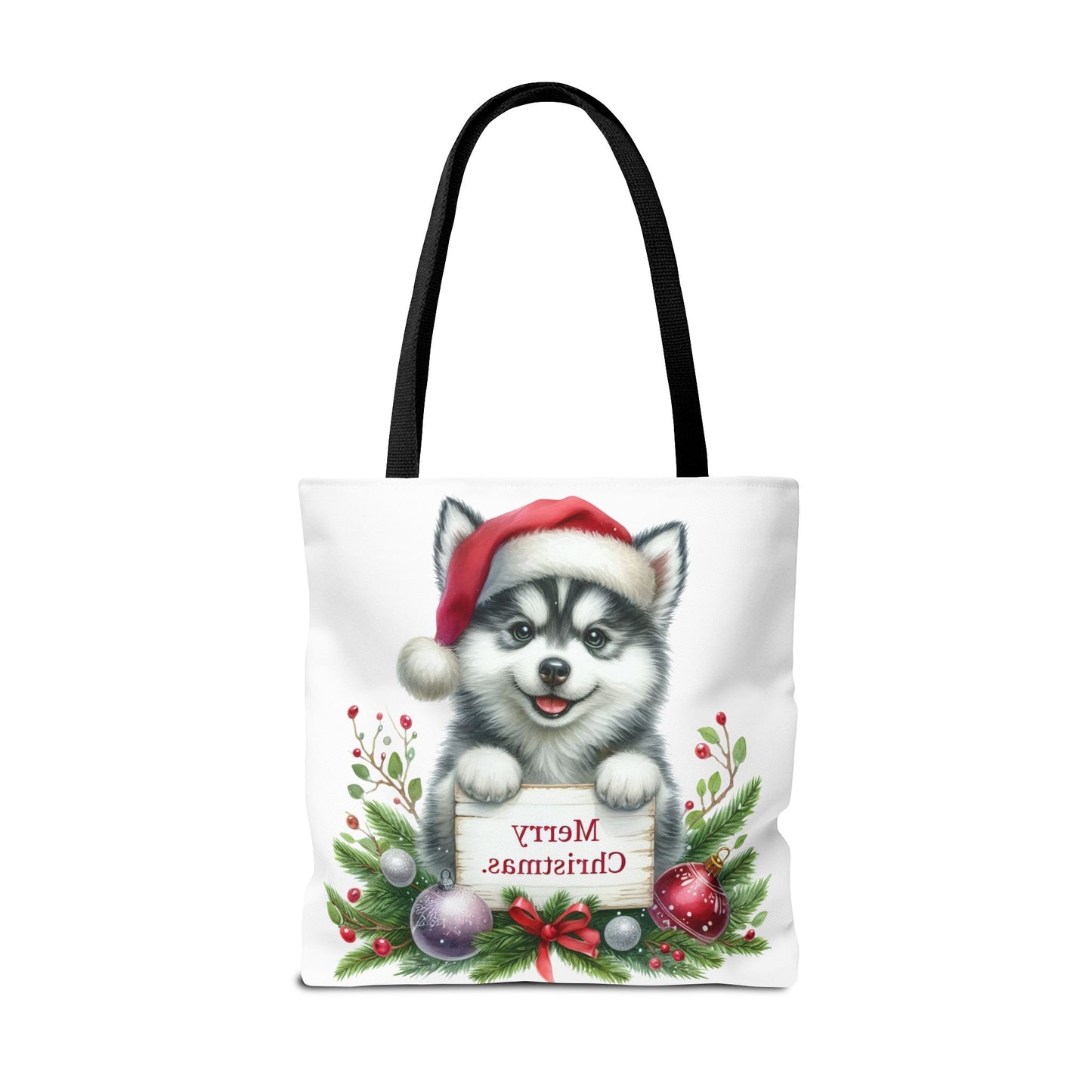 🎁 Husky “Merry Christmas” Tote Bag – Holiday Cuteness You Can Carry 🎄
