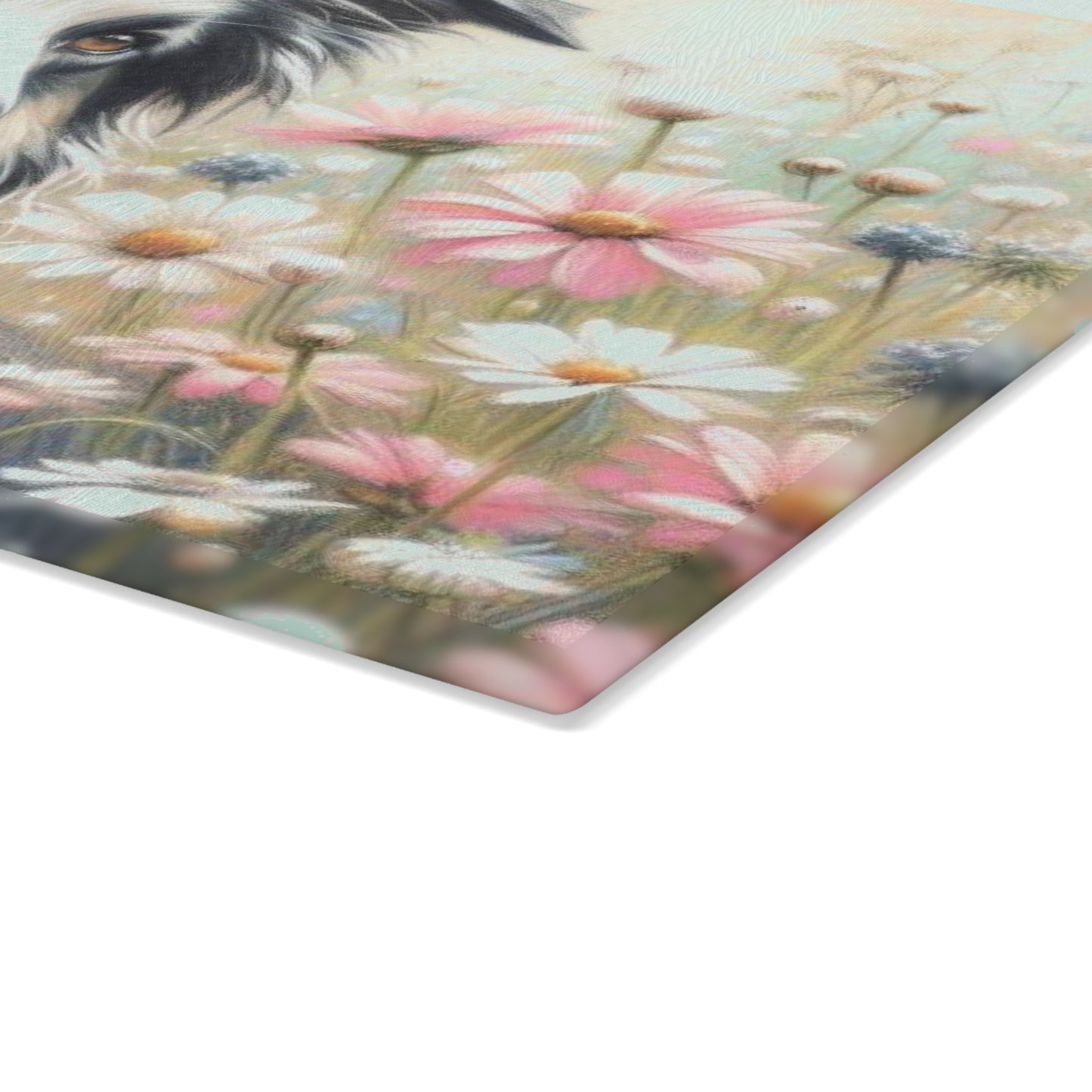 🌼 Border Collie in Bloom Cutting Board – Graceful Elegance for Dog-Loving Homes