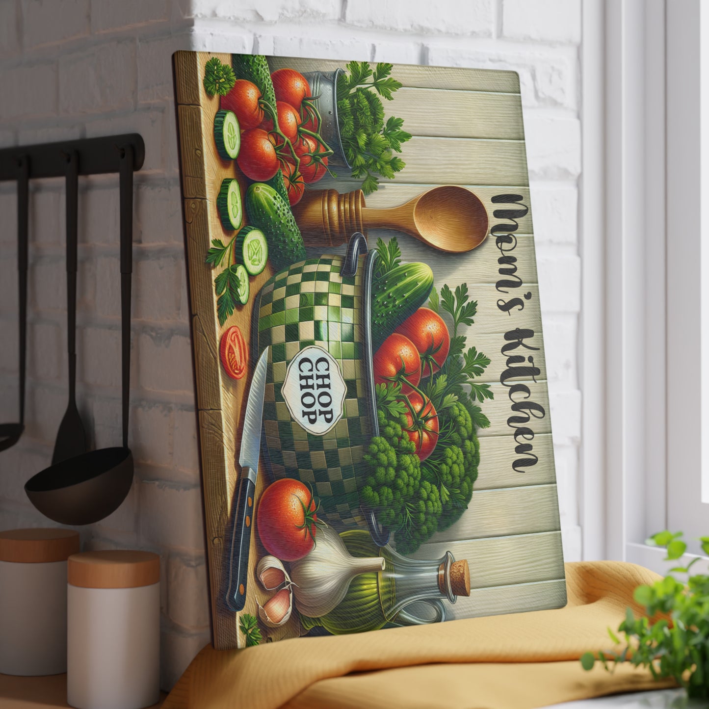 Tabla de cortar 'Chop Chop' de Mom's Kitchen: estilo fresco de jardín con un toque de descaro