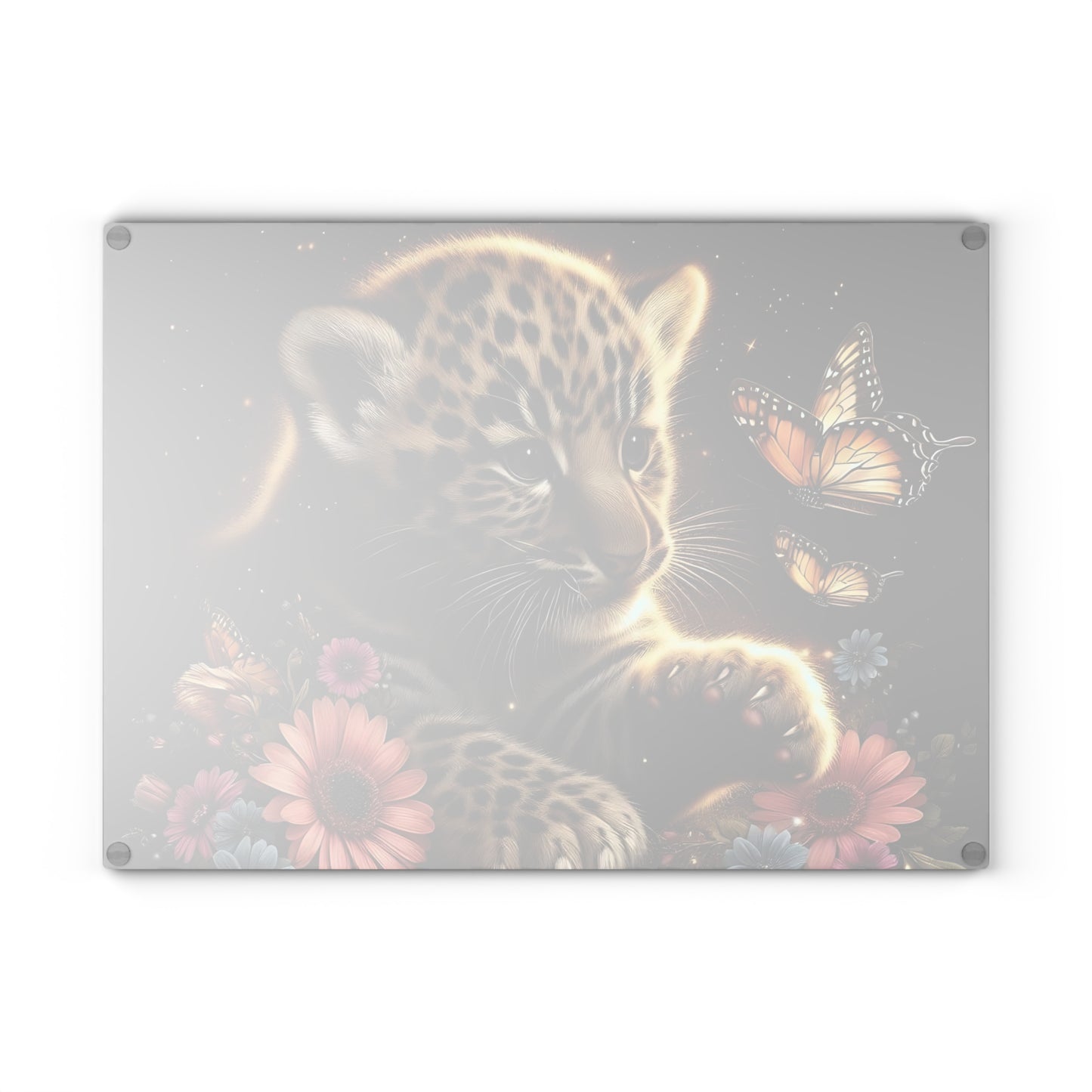 🐆 Baby Leopard & Butterflies Cutting Board – Gentle Jungle Charm for Your Kitchen 🌸🦋
