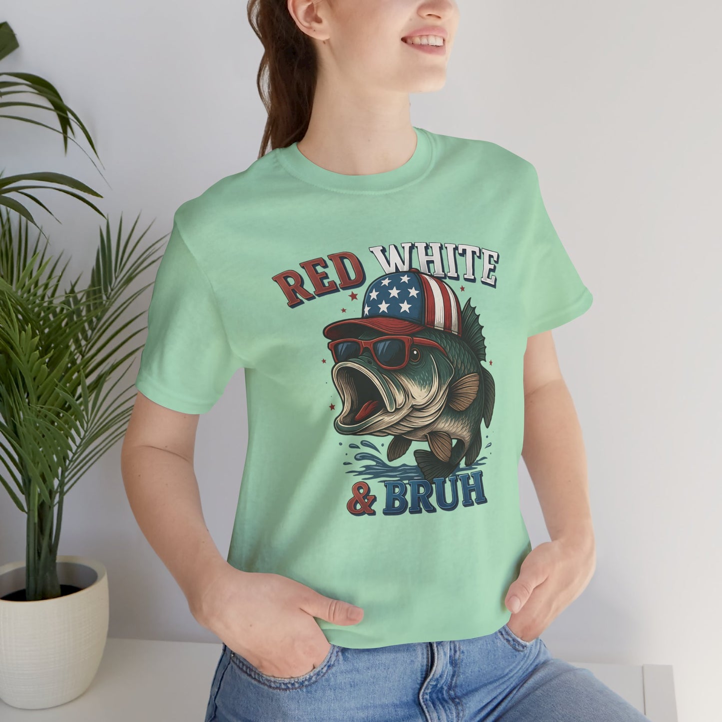 Divertida camiseta patriótica de pescado, con estampado rojo, blanco y negro, unisex, ideal para el 4 de julio, regalo para papá, ideal para barbacoas de verano.