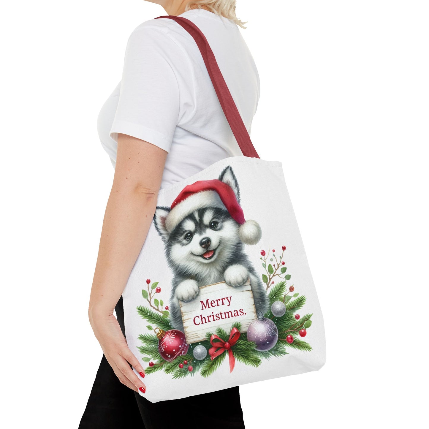 🎁 Husky “Merry Christmas” Tote Bag – Holiday Cuteness You Can Carry 🎄