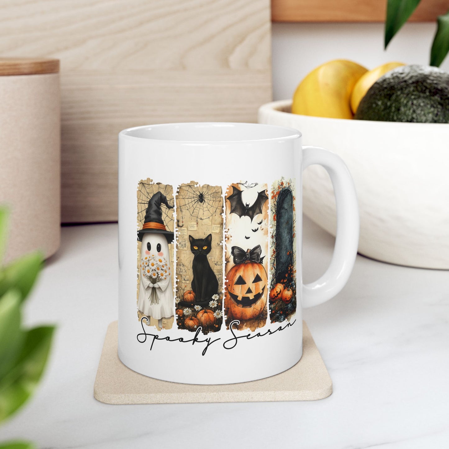 🎃 Spooky Season Halloween Mug – Vintage Charm with a Whimsical Haunt 👻