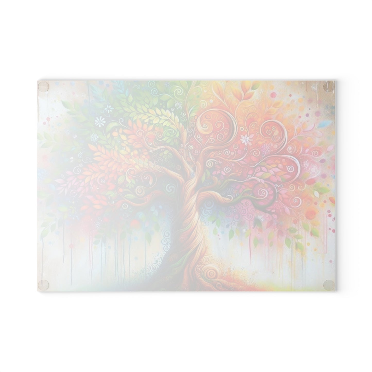 Colorful Tree of Life Tempered Glass Cutting Board