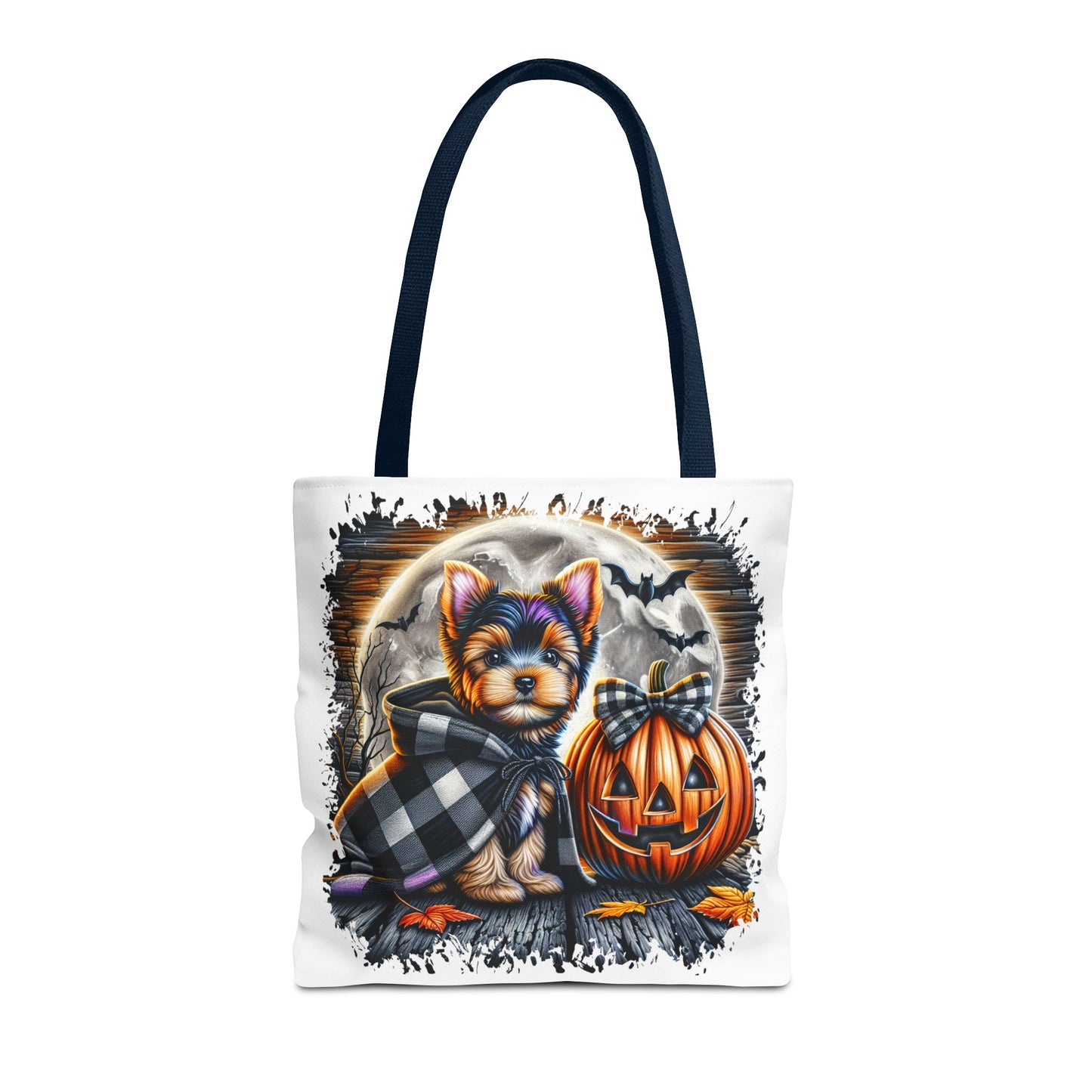 ๐ Yorkie Halloween Tote Bag โ Spooky Cute & Plaid Perfect ๐พ๐ค๐