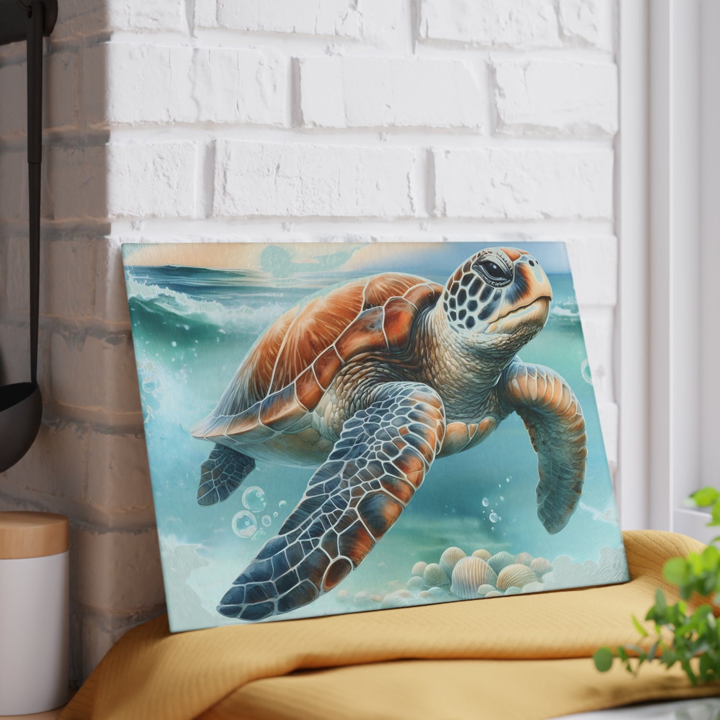 Tabla de cortar Sea Turtle Ocean Drift: un toque submarino para tu cocina