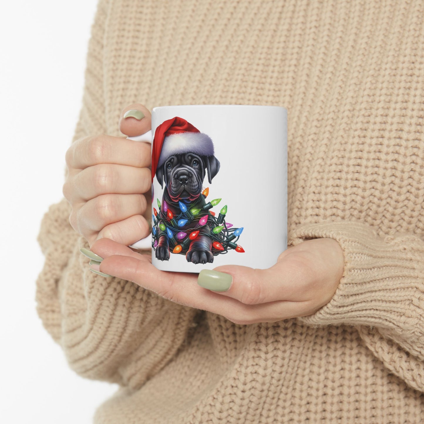 🎄 Cane Corso Christmas Lights Mug – Big Pup Energy for the Holidays 🎅🐾