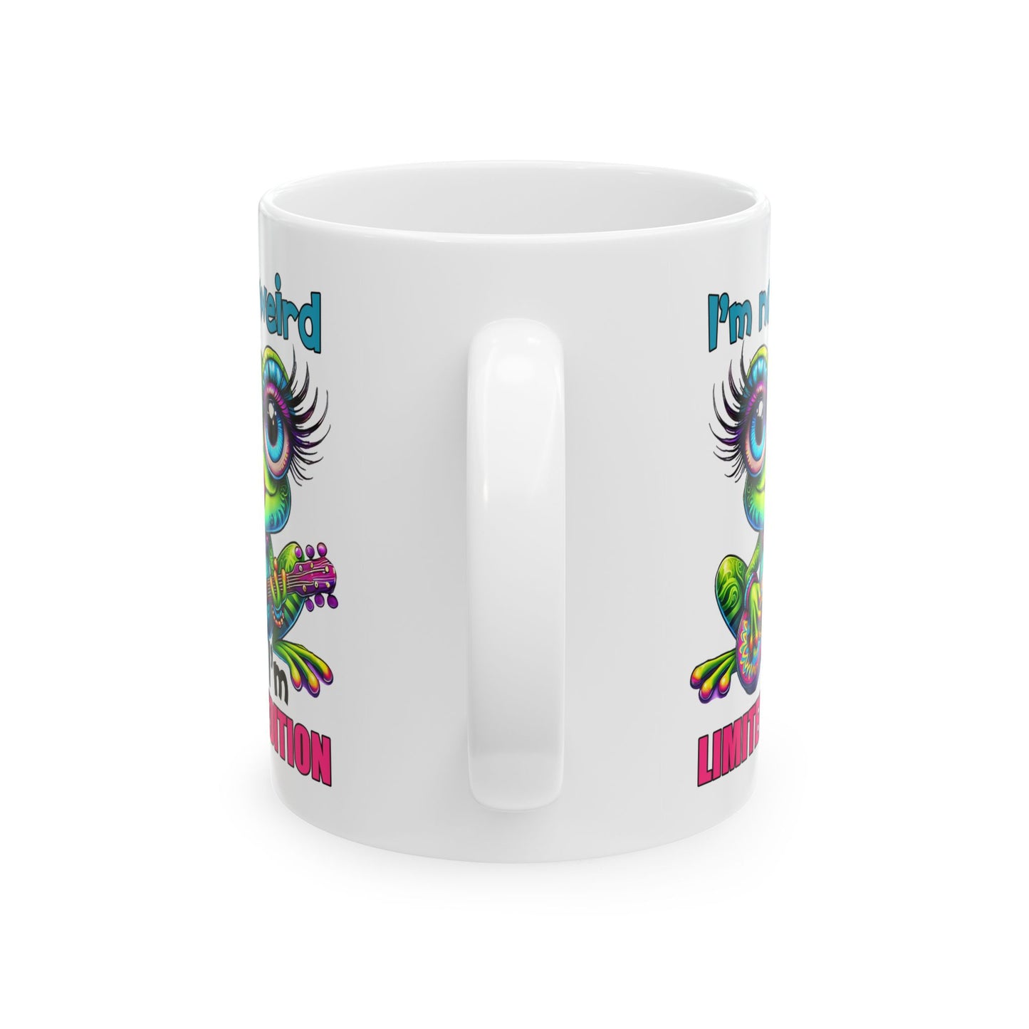 🌀 No soy raro, soy edición limitada: taza colorida de rana hippie con guitarra y actitud