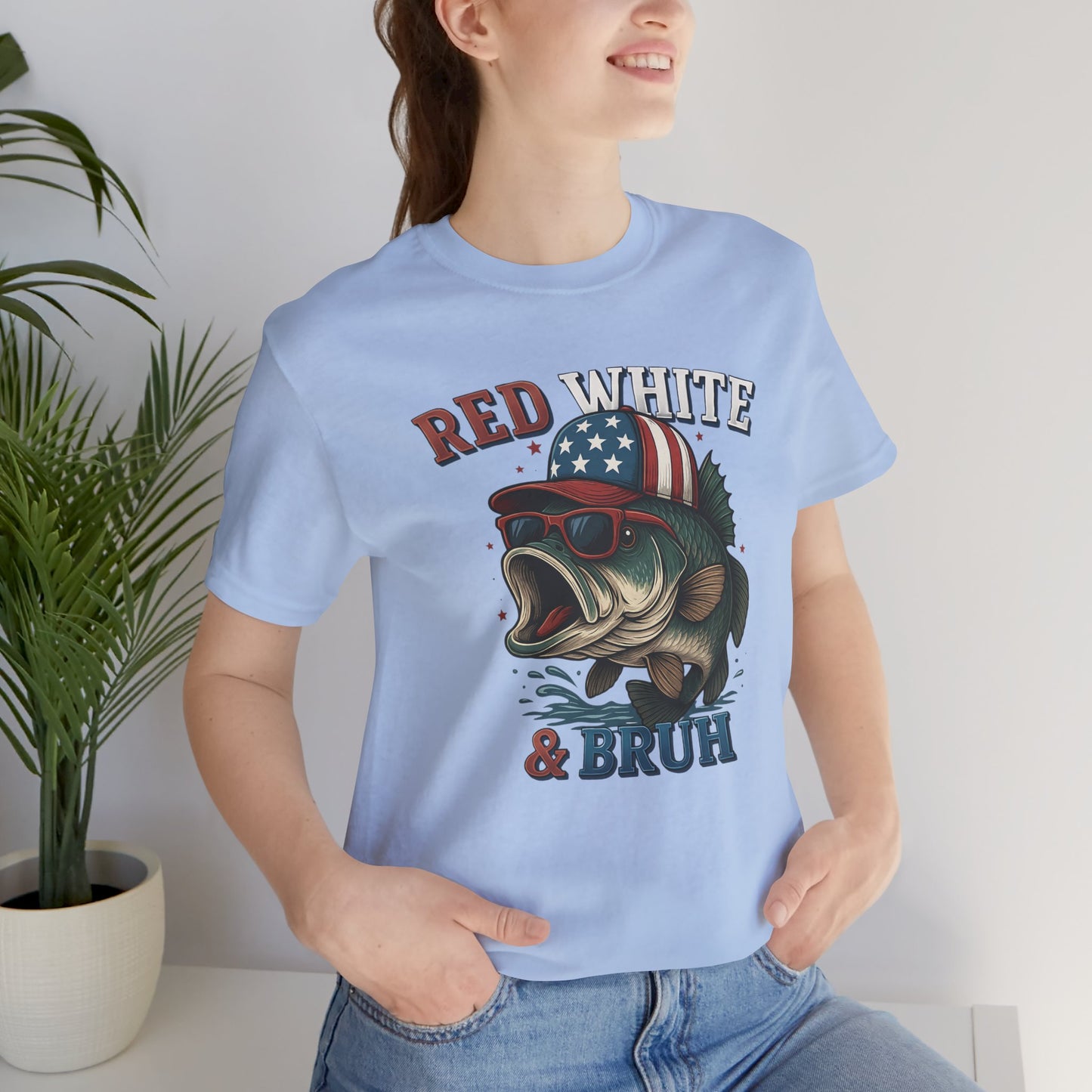 Divertida camiseta patriótica de pescado, con estampado rojo, blanco y negro, unisex, ideal para el 4 de julio, regalo para papá, ideal para barbacoas de verano.