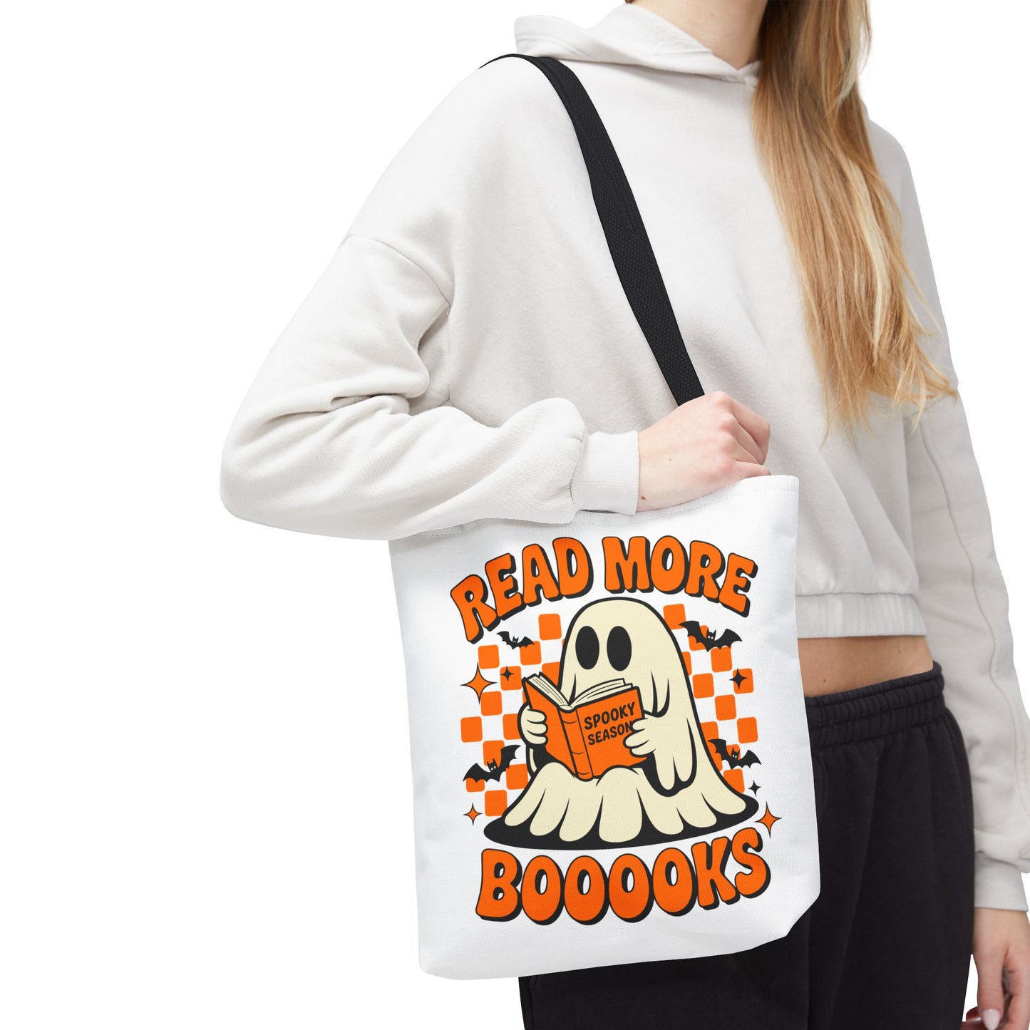 ๐ Read More Booooks Halloween Tote Bag โ Spooky Reads in Style ๐ป๐