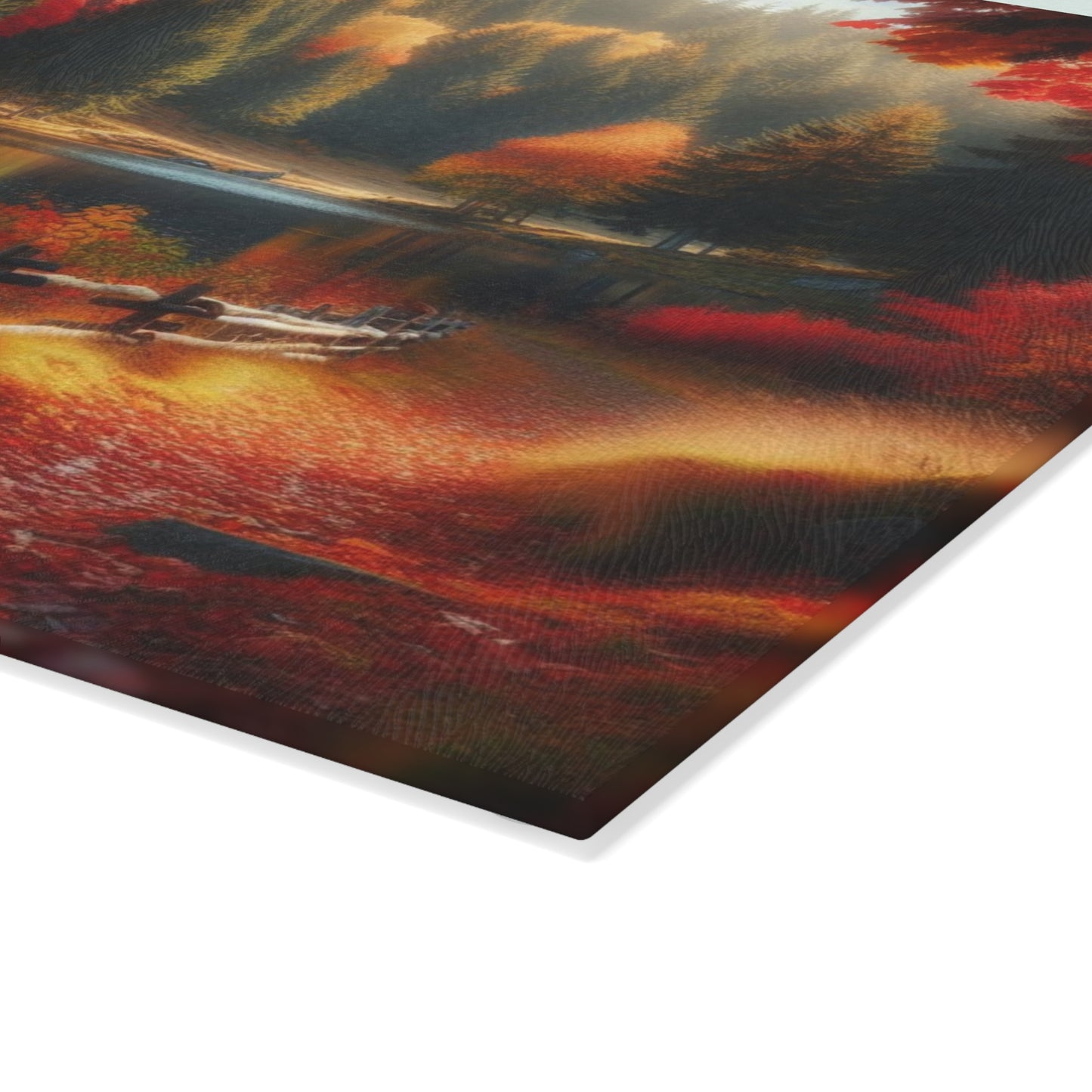 🍁 Autumn Lake Cutting Board – Peaceful Path & Golden Leaves for Your Kitchen