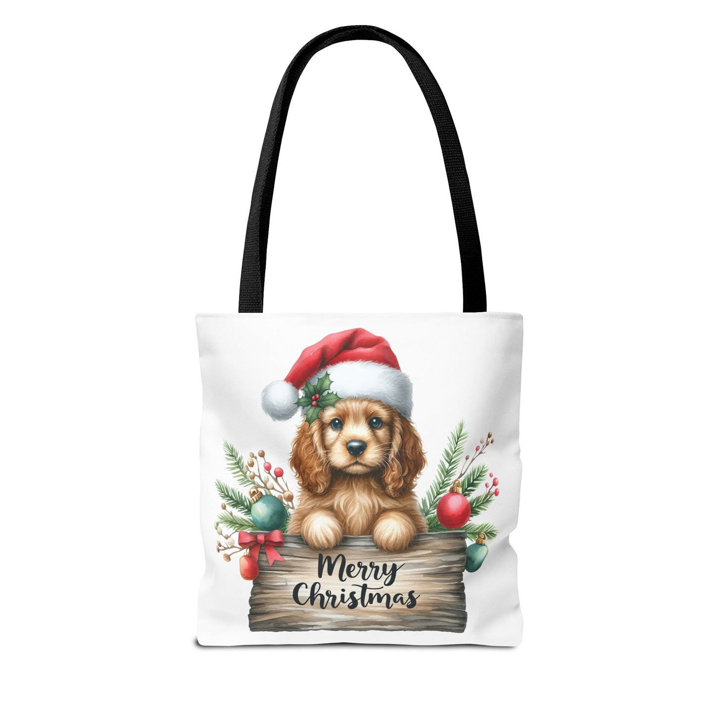 🐶 Cocker Spaniel “Merry Christmas” Tote Bag – Cozy Holiday Charm in Every Stitch 🎄