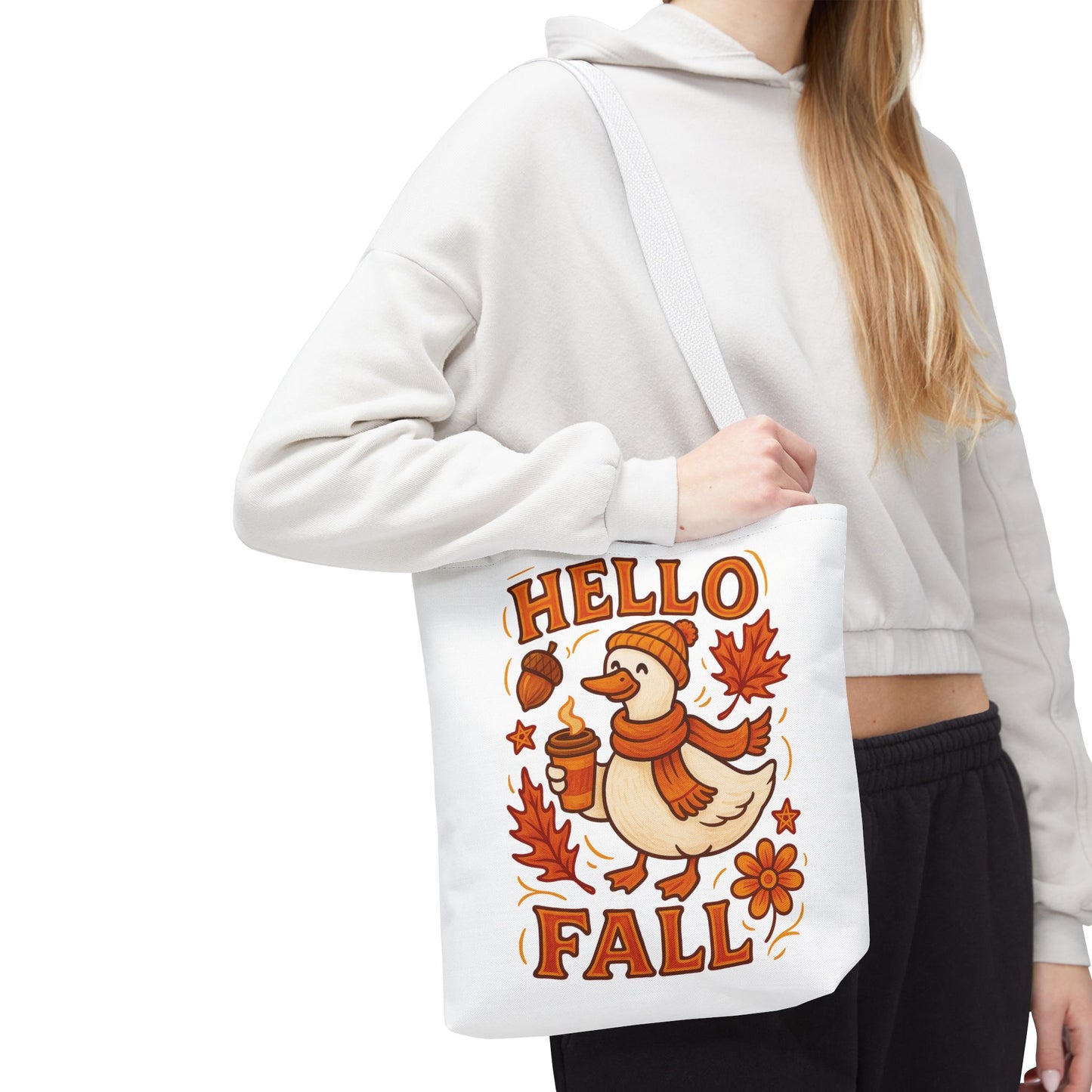 🧡 Hello Fall Duck Tote Bag – Cozy Autumn Vibes & Feathered Charm 🍂🦆