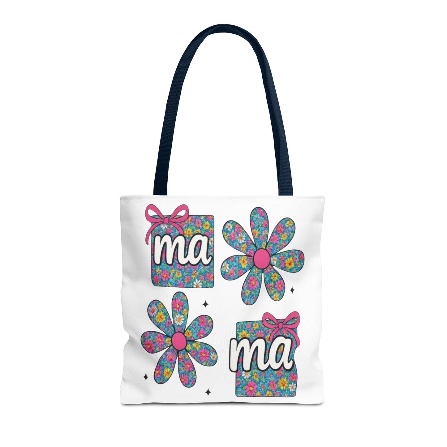 Bolso Tote Floral "ma": Un Accesorio Divertido y Brillante para Mamá