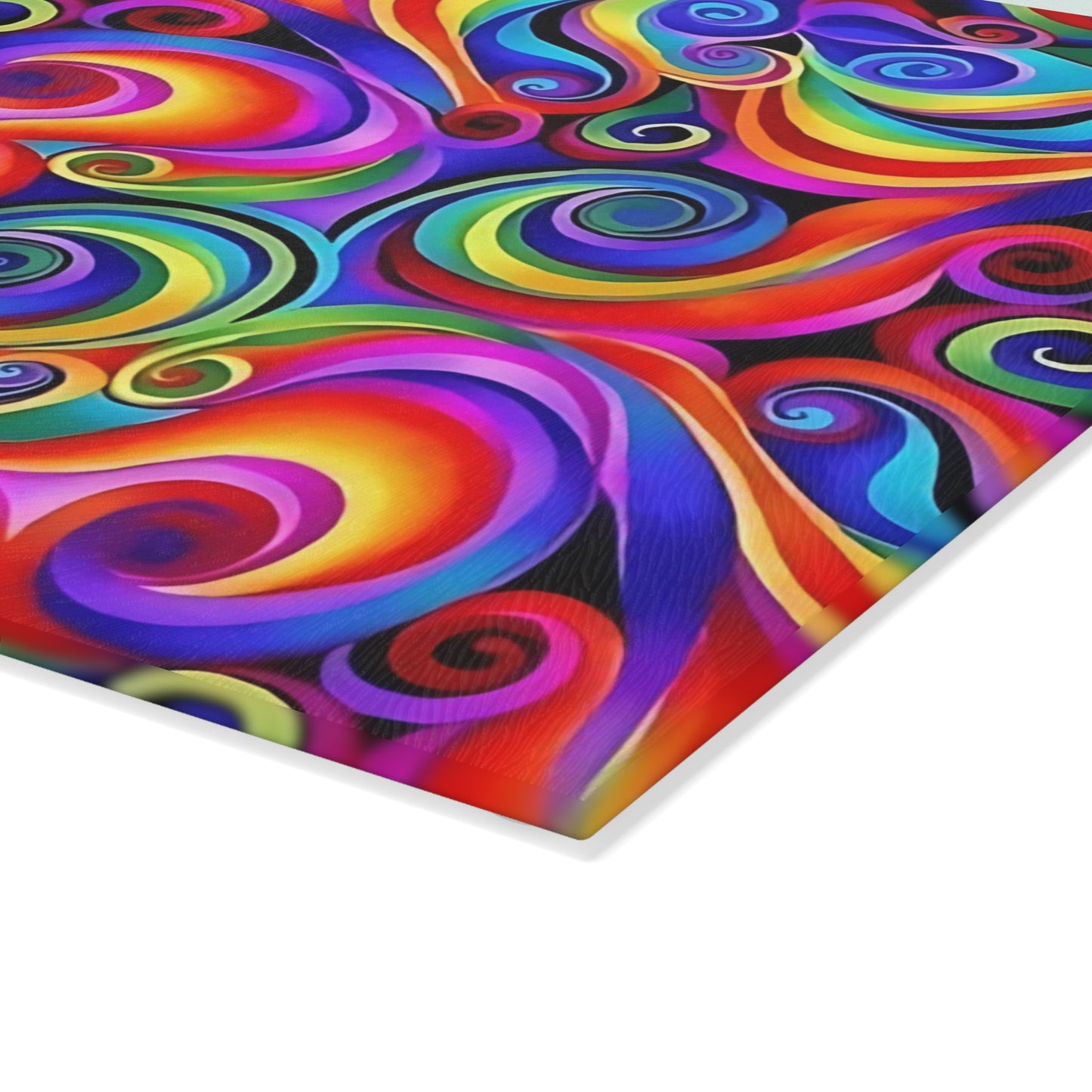 🌈 Rainbow Swirl Cutting Board – Bold Abstract Color Splash for Your Kitchen