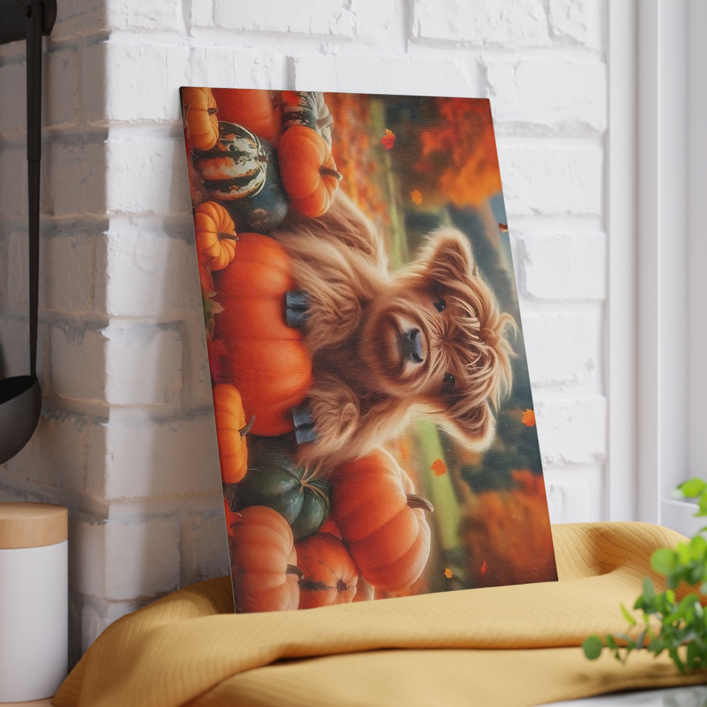 🍂🐮 Autumn Highland Calf Cutting Board – Rustic Fall Charm for Your Farmhouse Kitchen 🎃🍁