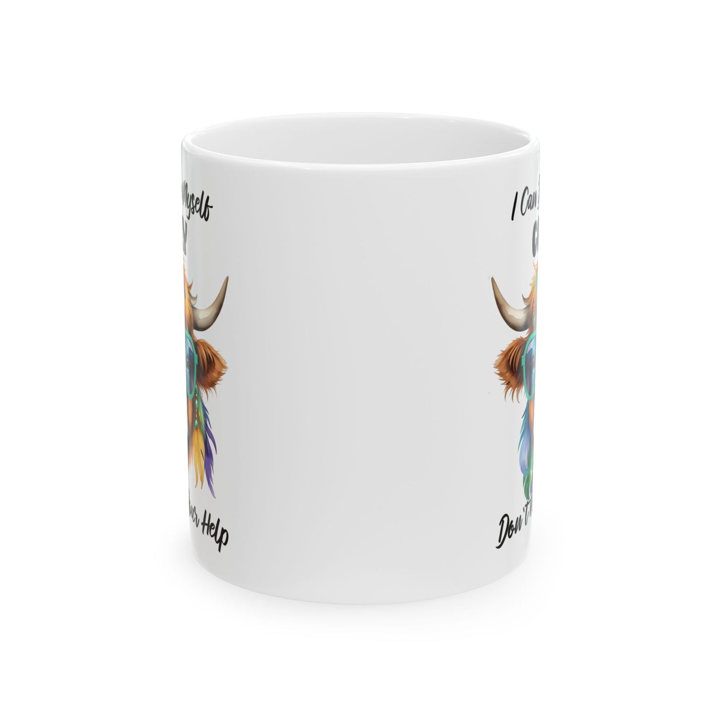 🐄 No necesito tu ayuda – Taza de café con una vaca de las Highlands atrevida 🕶️