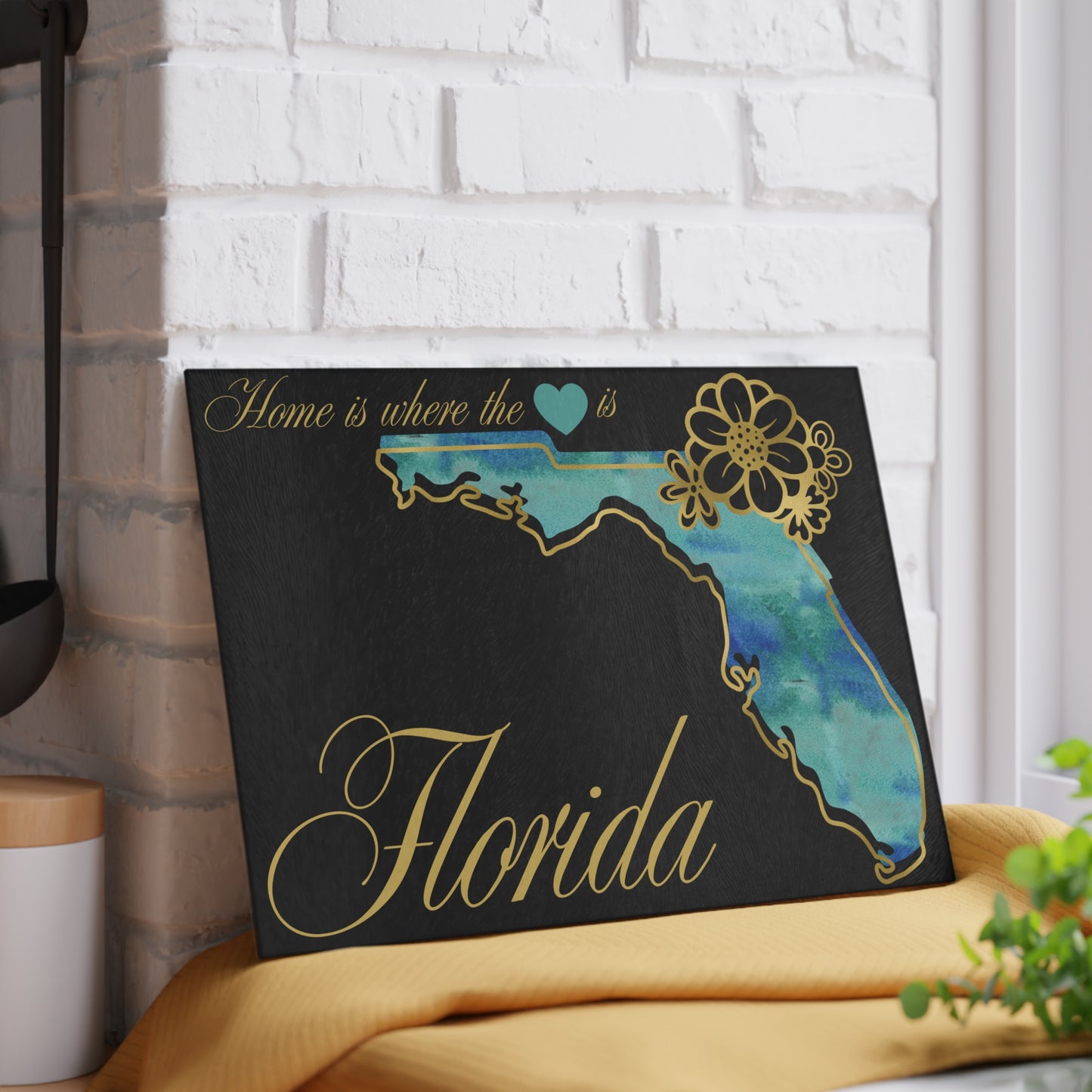 🌴 Florida State Floral Cutting Board – Sunshine State Elegance for Your Kitchen