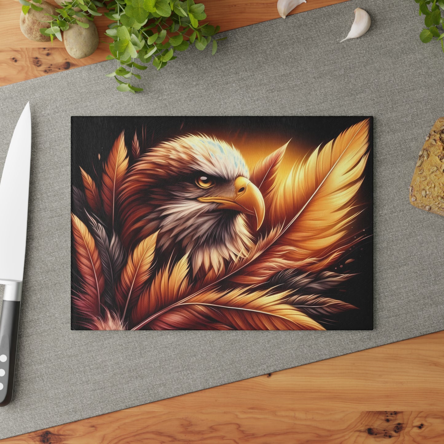 ÁGUILA CALVA – Tabla de cortar de vidrio patriótica