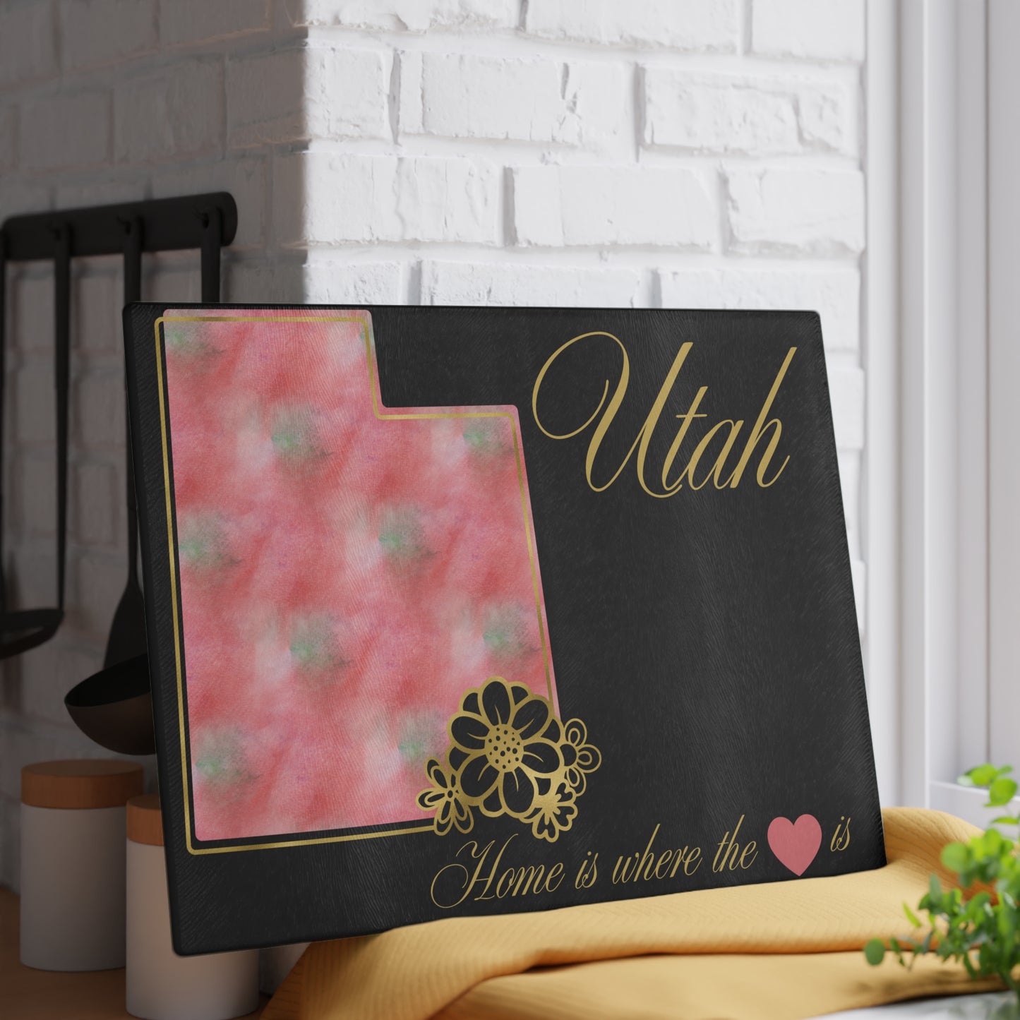 🌺 Utah Floral State Cutting Board – Canyon Blush Elegance in Every Slice 🌄