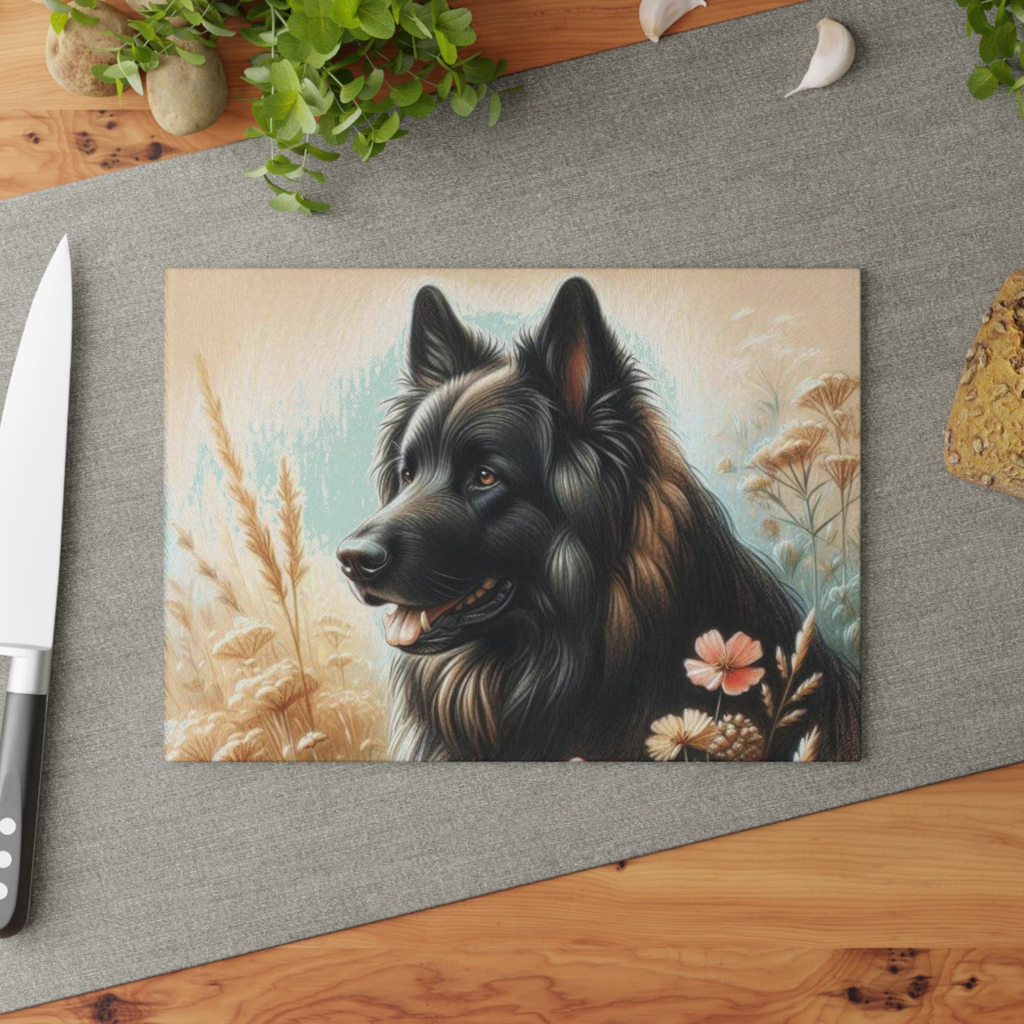 🐾 Majestic Black Shepherd Cutting Board – Noble Charm for the Kitchen 🐺