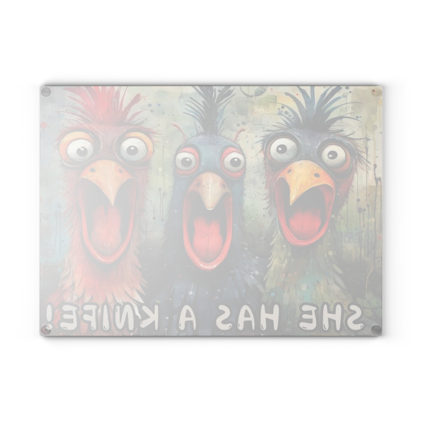 Tabla de cortar divertida, gallinas gritando, decoración de gallinas, cocina de granja, tabla de charcutería, tabla de cortar, gallinas de traspatio