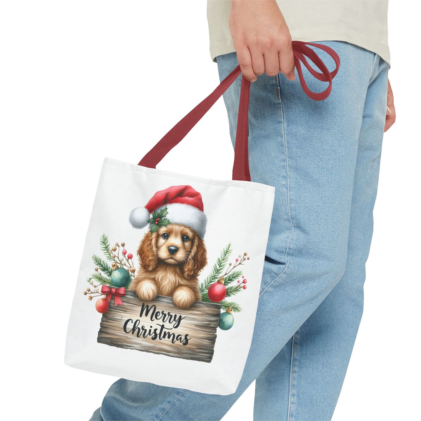 🐶 Cocker Spaniel “Merry Christmas” Tote Bag – Cozy Holiday Charm in Every Stitch 🎄