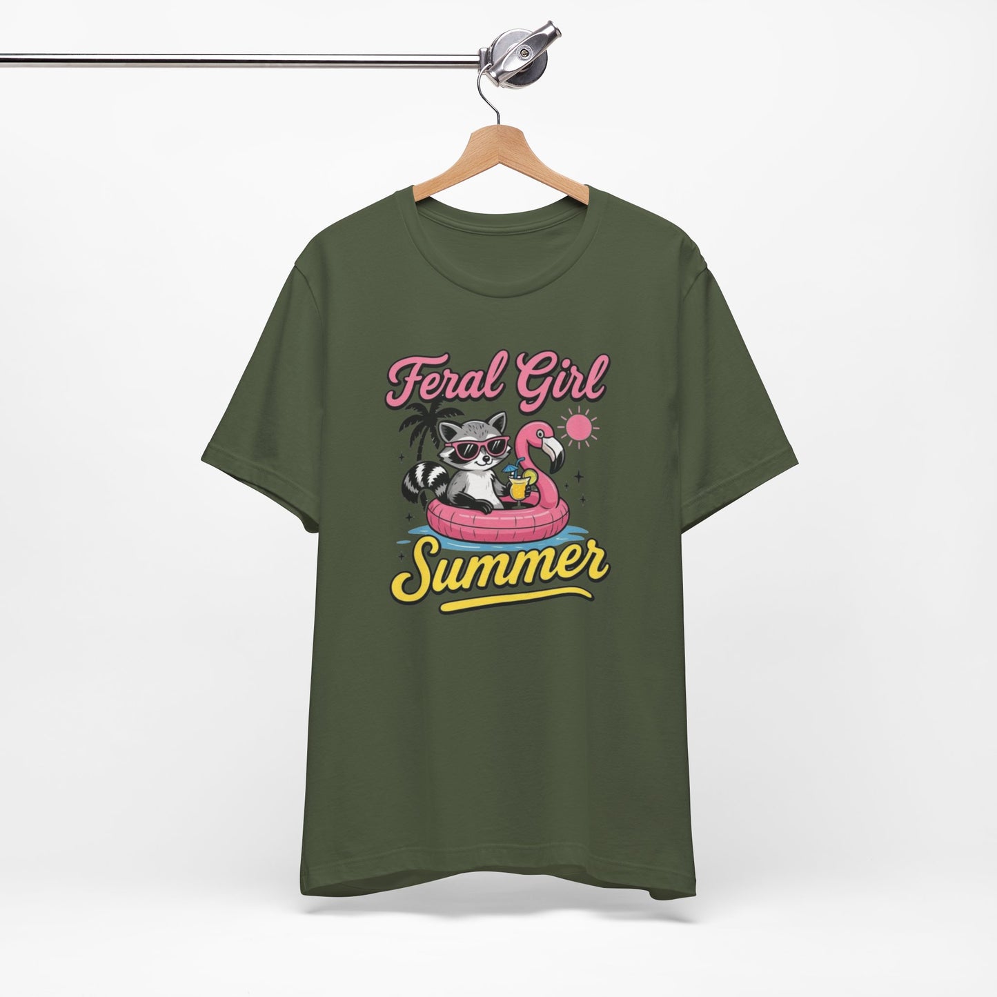 Camiseta de verano para chica salvaje: Mapache divertido con vuelo | Camiseta de verano para mujer