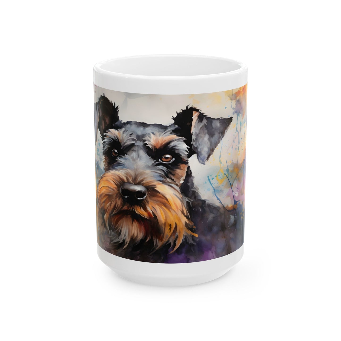 Taza de acuarela con diseño de Schnauzer: ¡Un toque de personalidad y color!